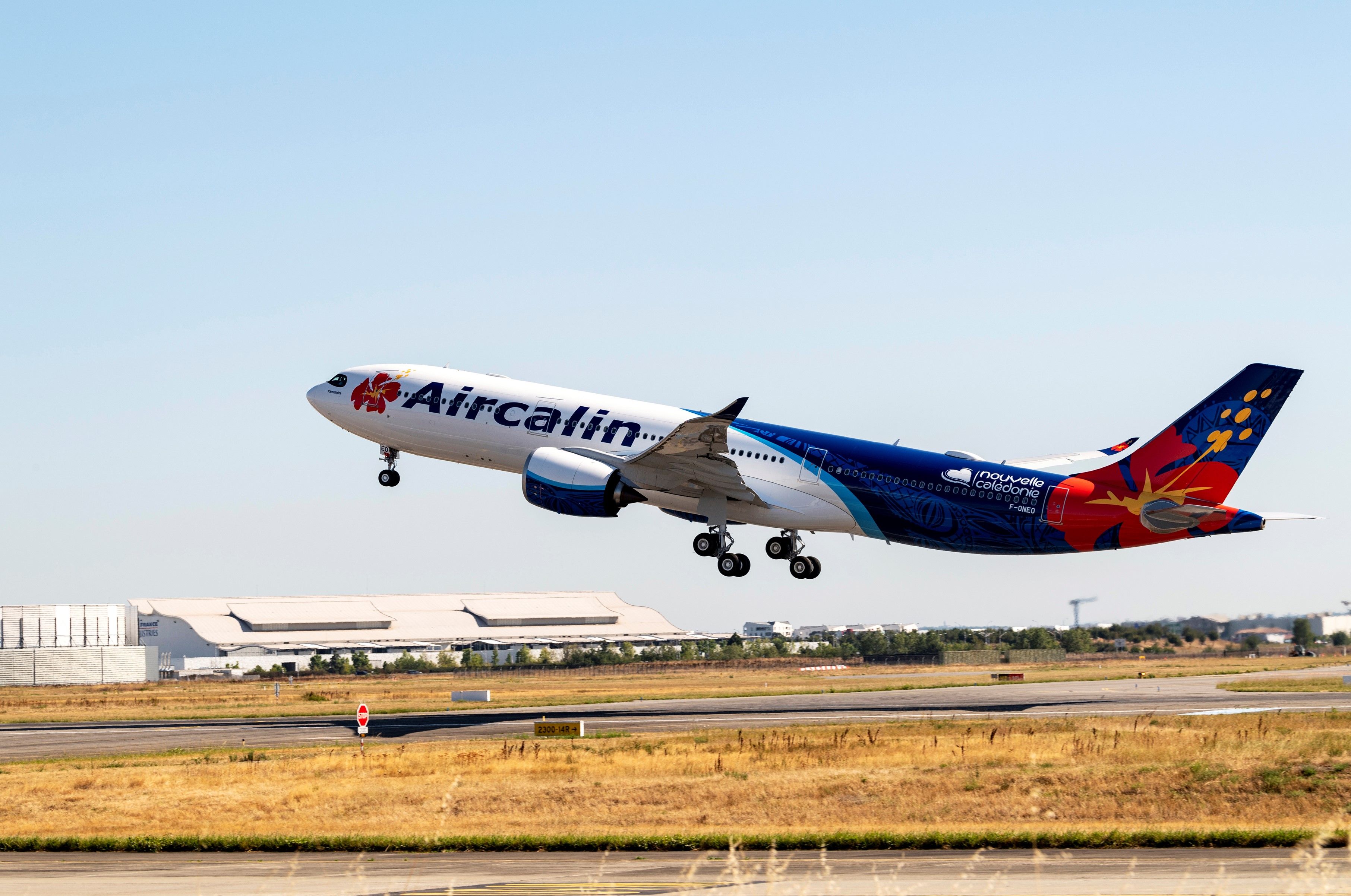 An Aircalin Airbus A330-900 just after take off.