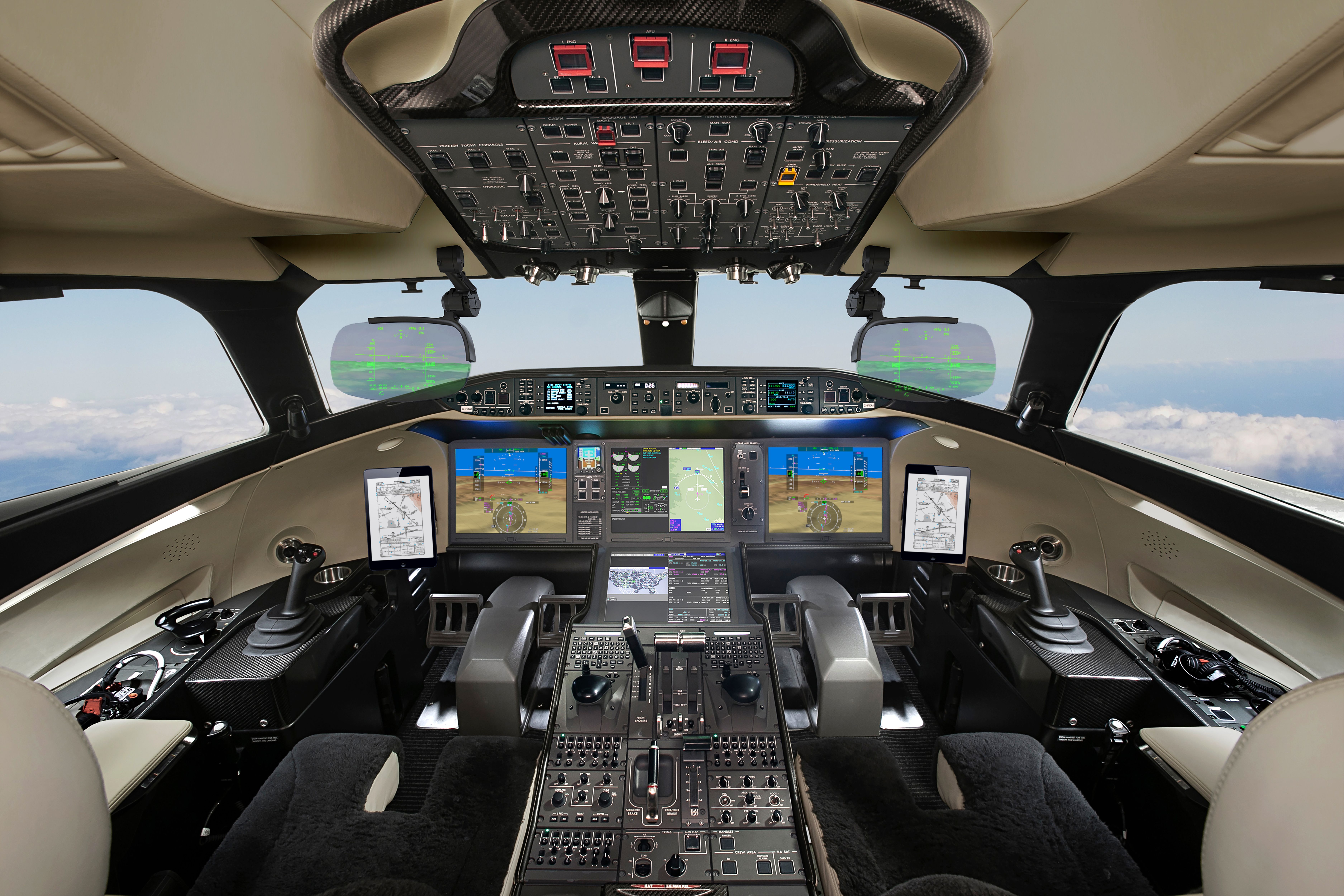 Inside the cockpit of a Bombardier Global 8000.