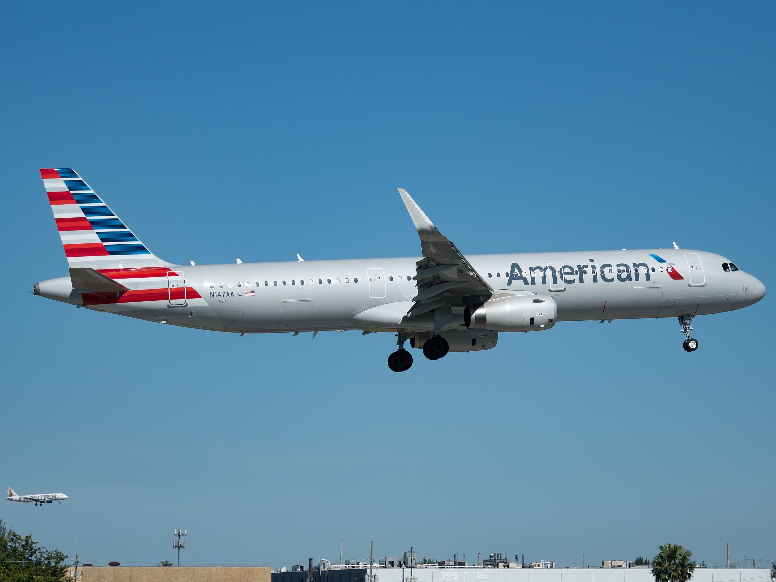 American airlines Airbus a321 in air