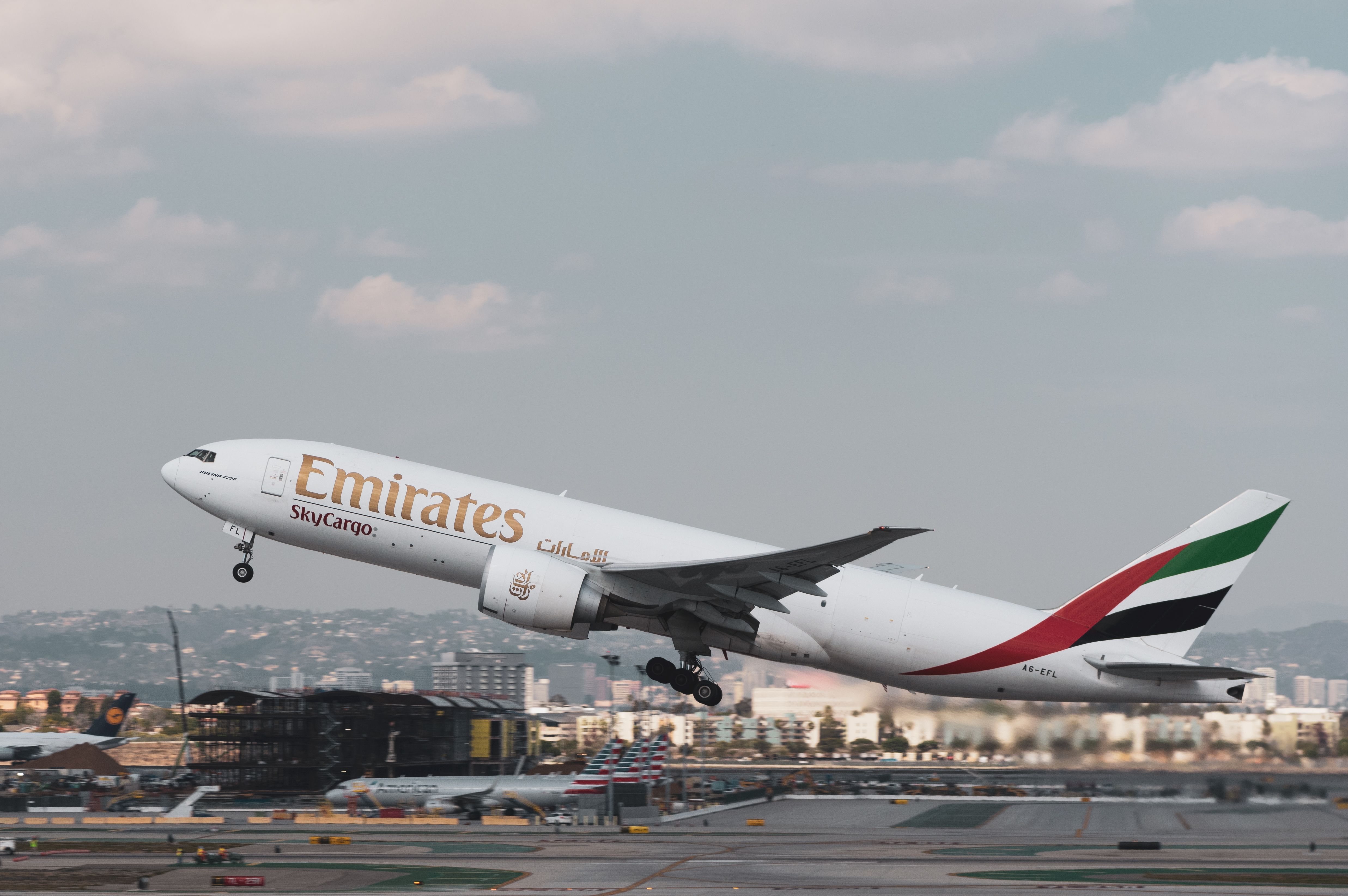 Emirates SkyCargo Boeing 777F taking off