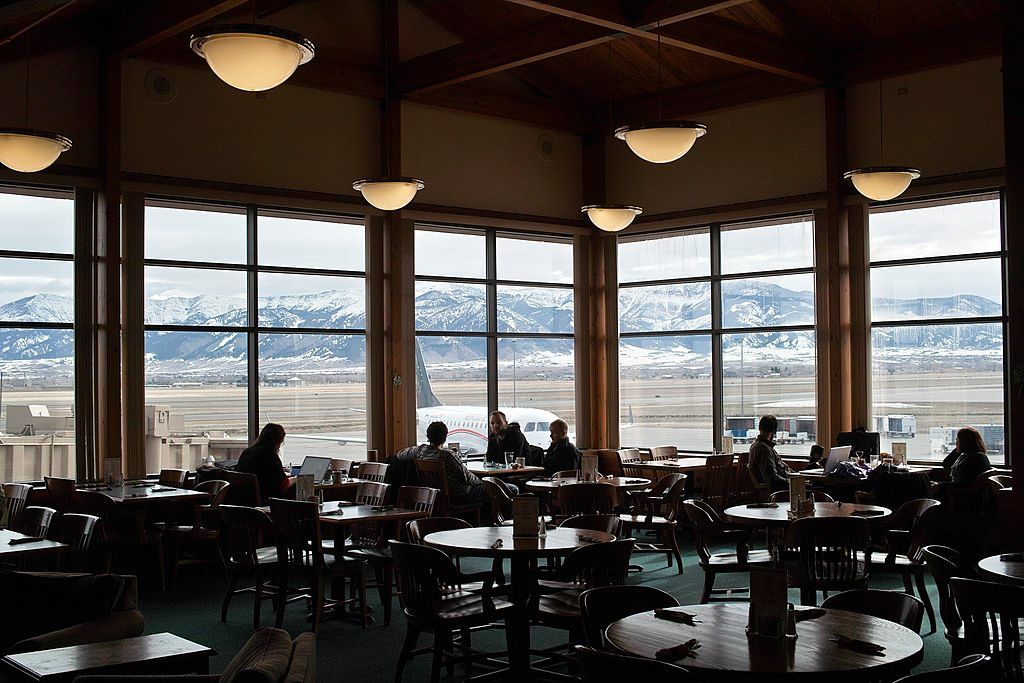 Inside the Gallatin Field Airport Restaurant.