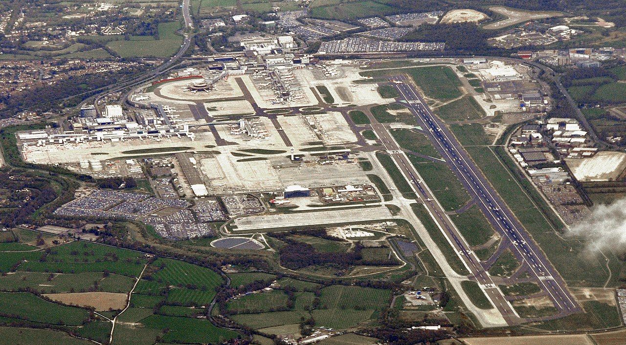 An aerial view of London Gatwick Airport.