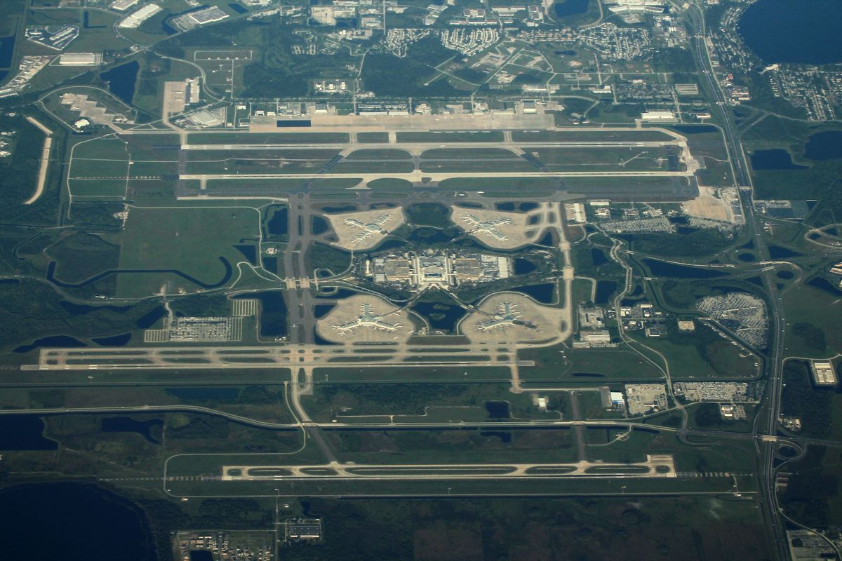 An aerial view of Orlando Airport.