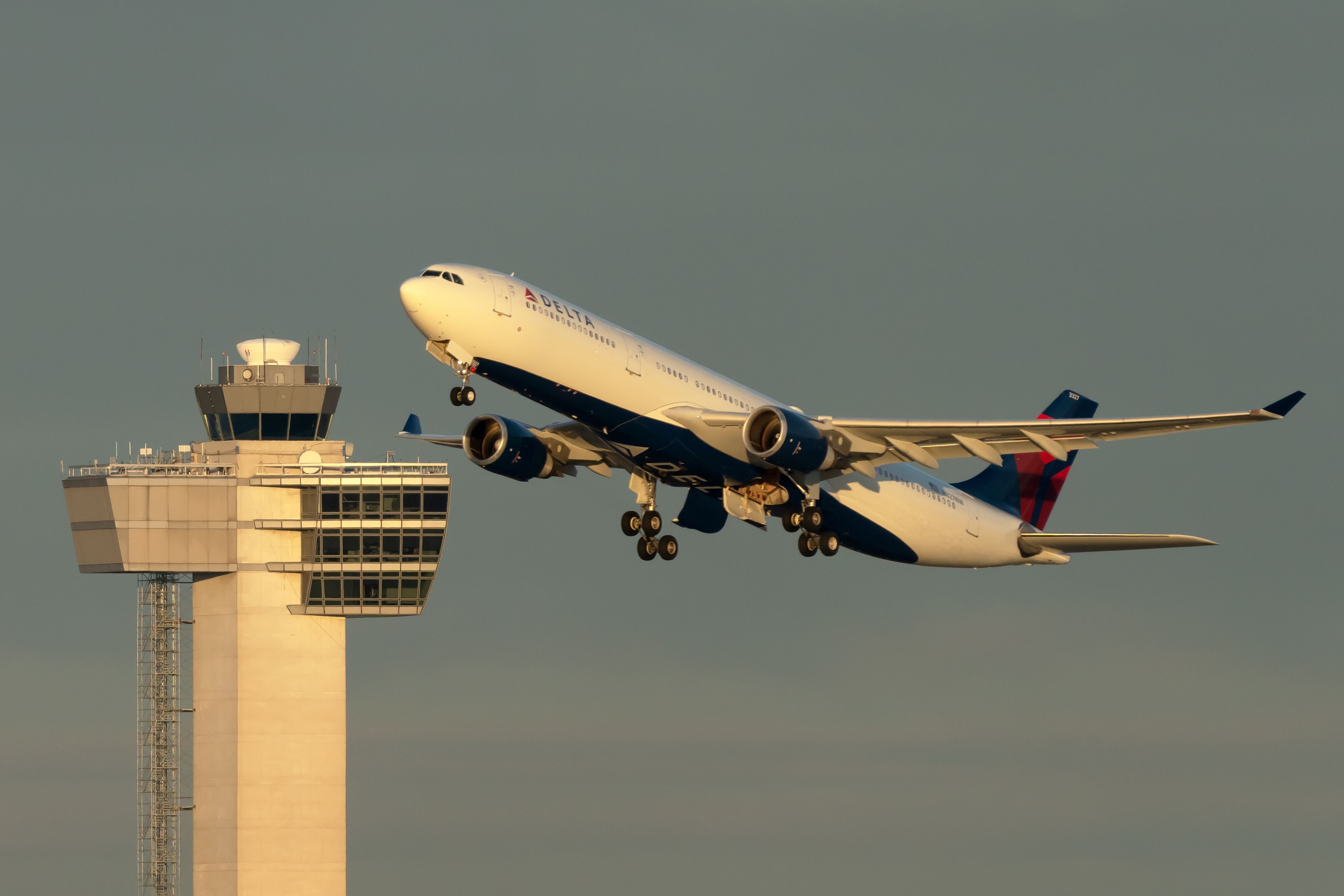 A Delta Air Lines Airbus A330-302 just after take off.