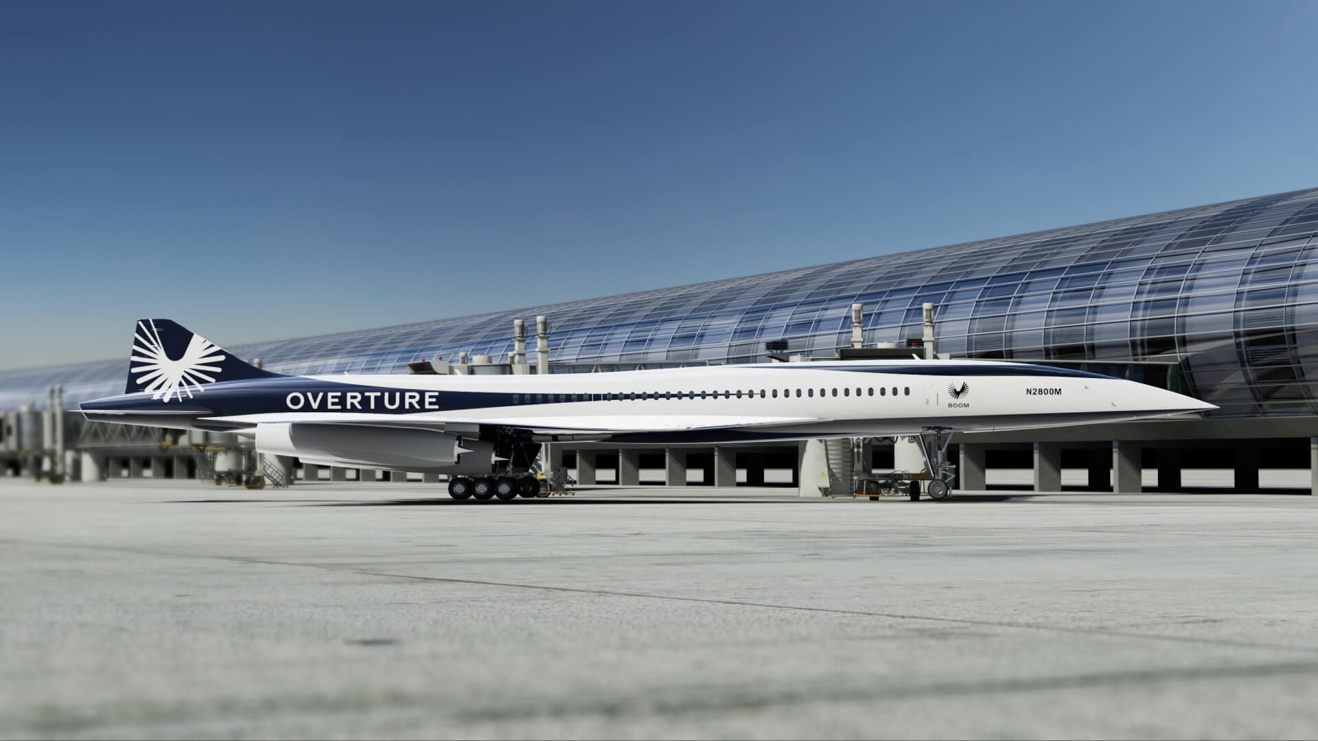 A render of Overture's Boom supersonic aircraft.