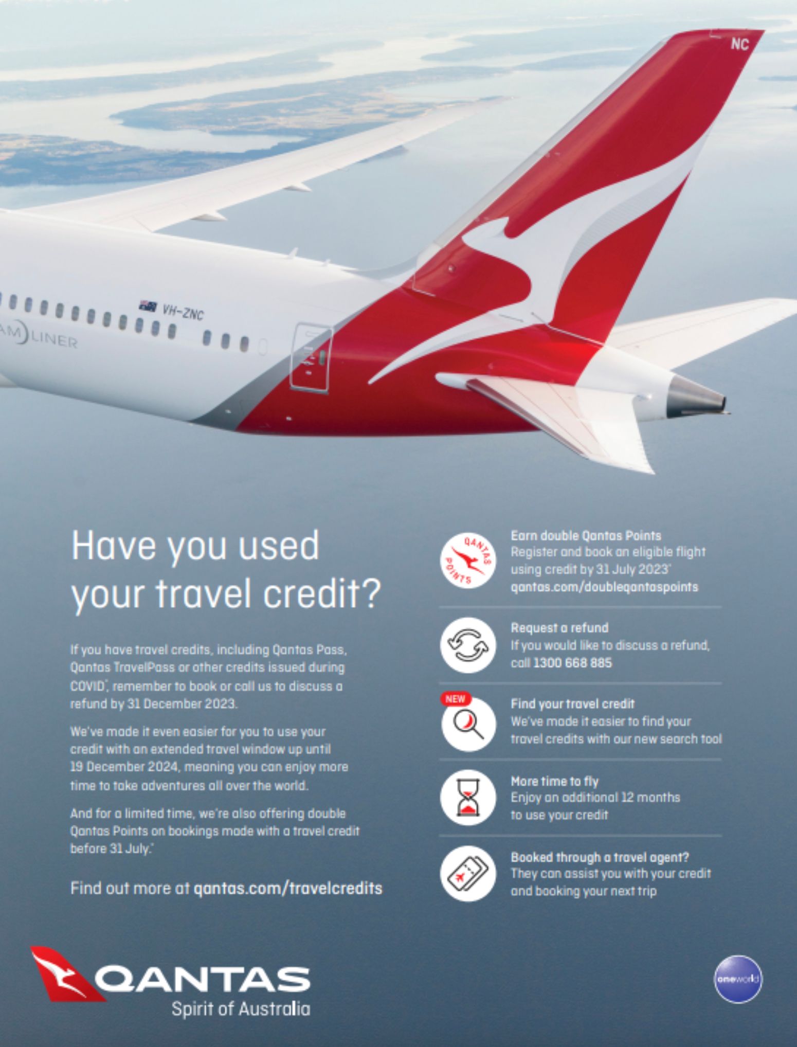 qantas travel credit refund