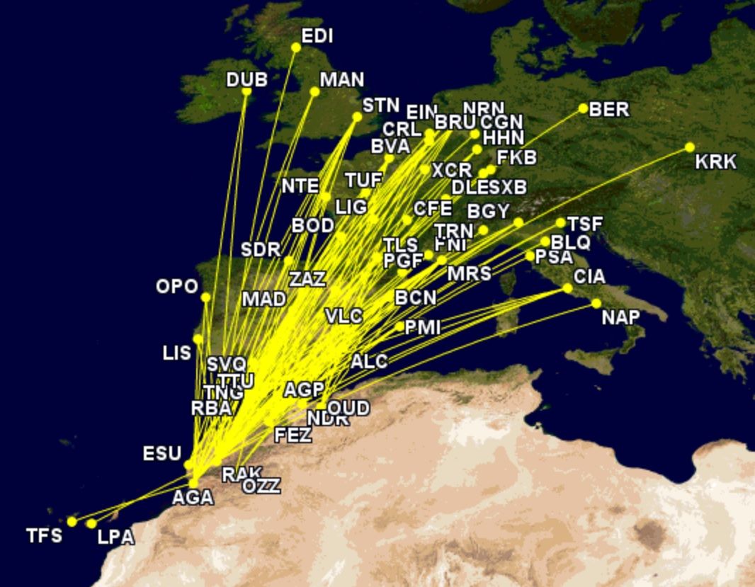 Ryanair's Morocco network July 2023