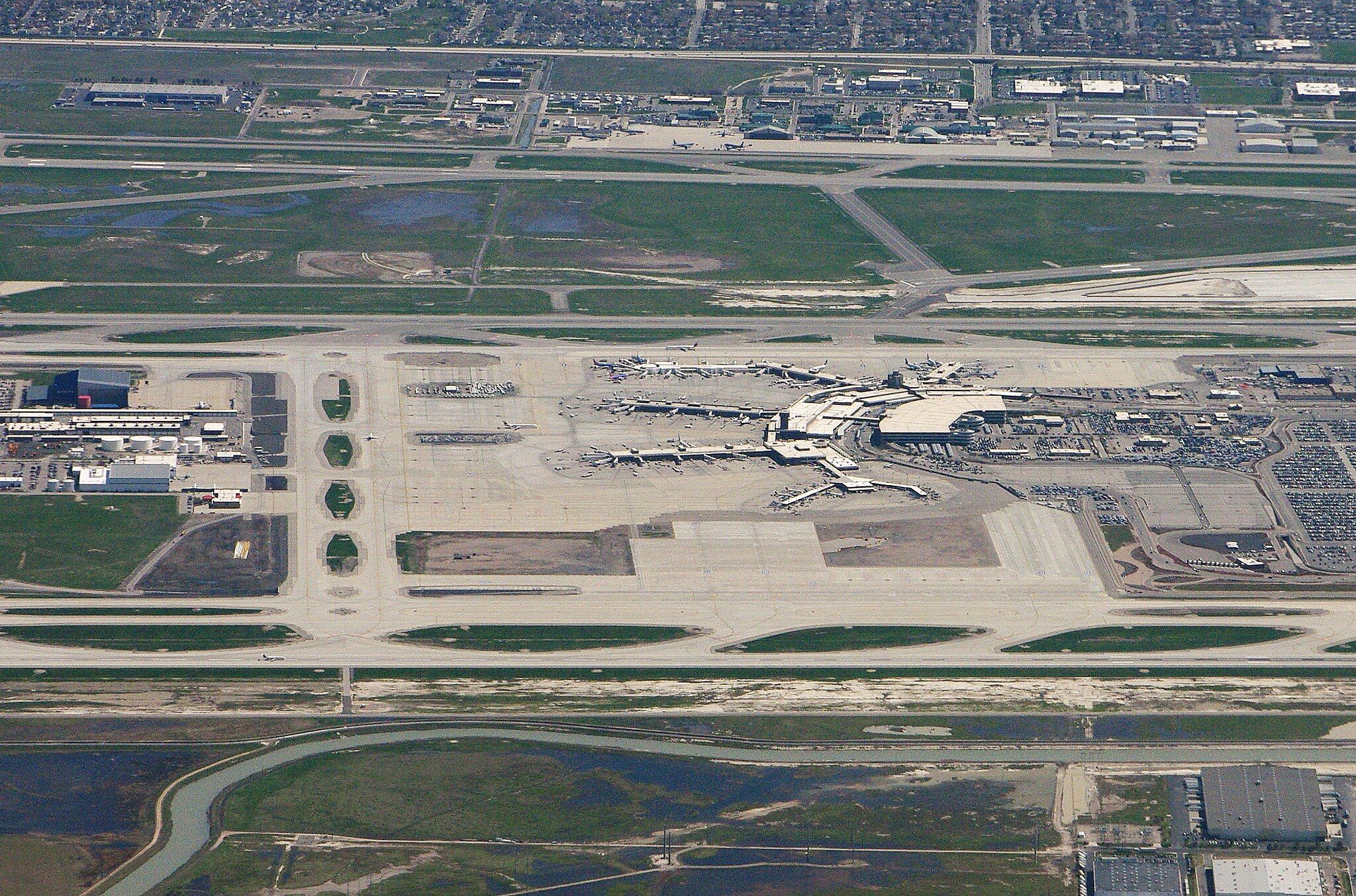 An aerial view of Salt Lake City International Airport.