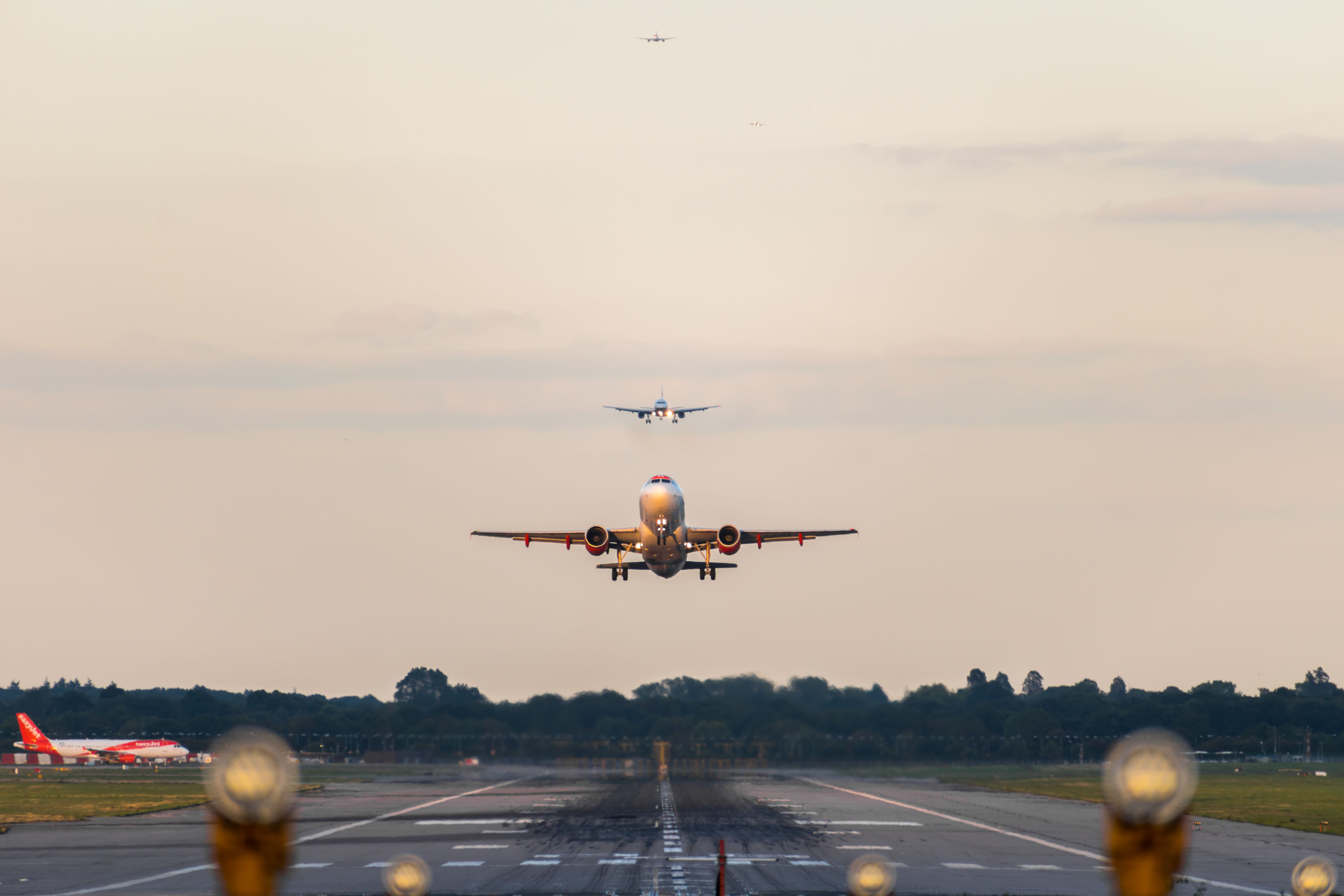 Traffic Above The Runway At London Gatwick Airport