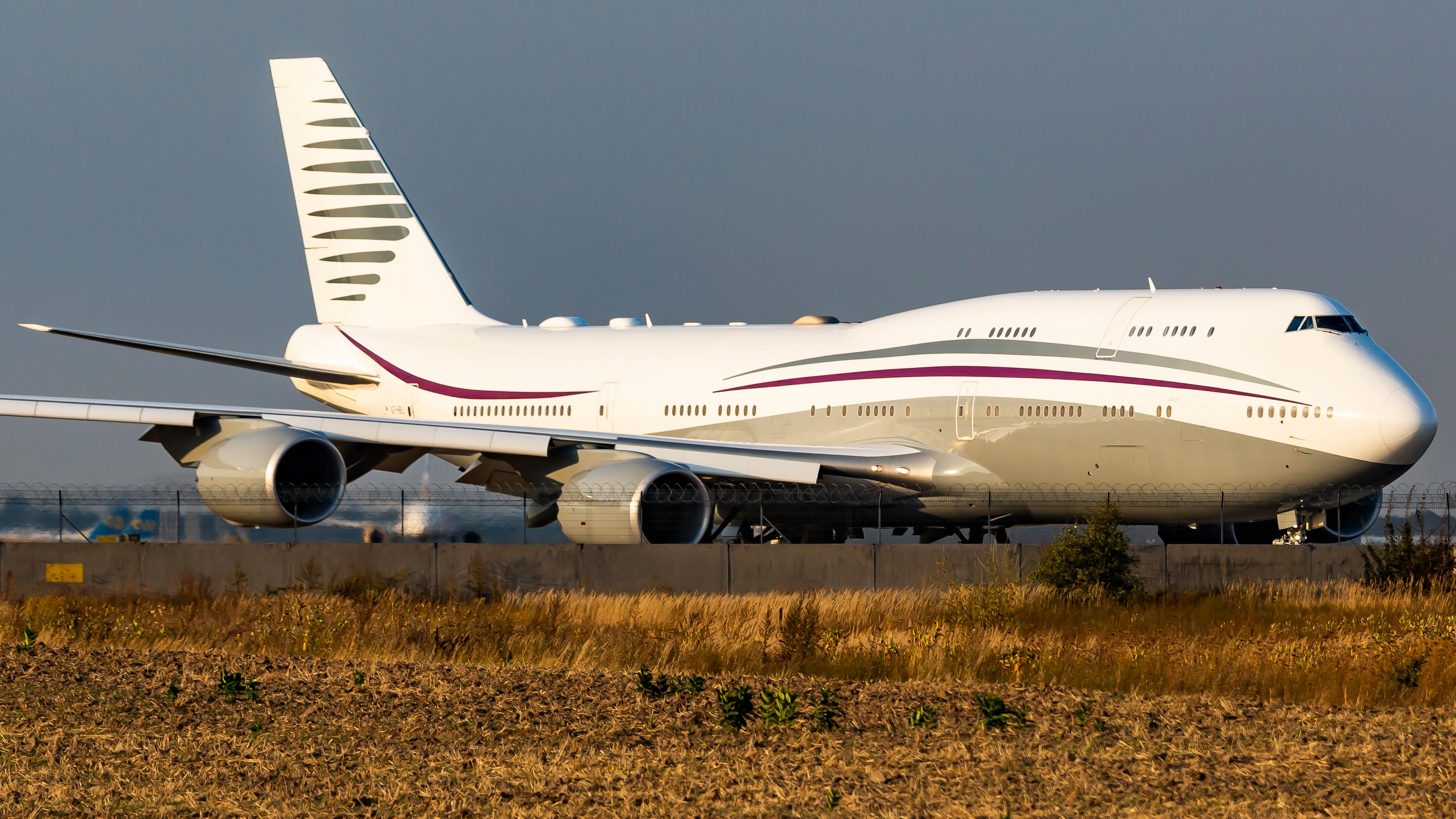 A BBJ 747 taxiing to the runway.
