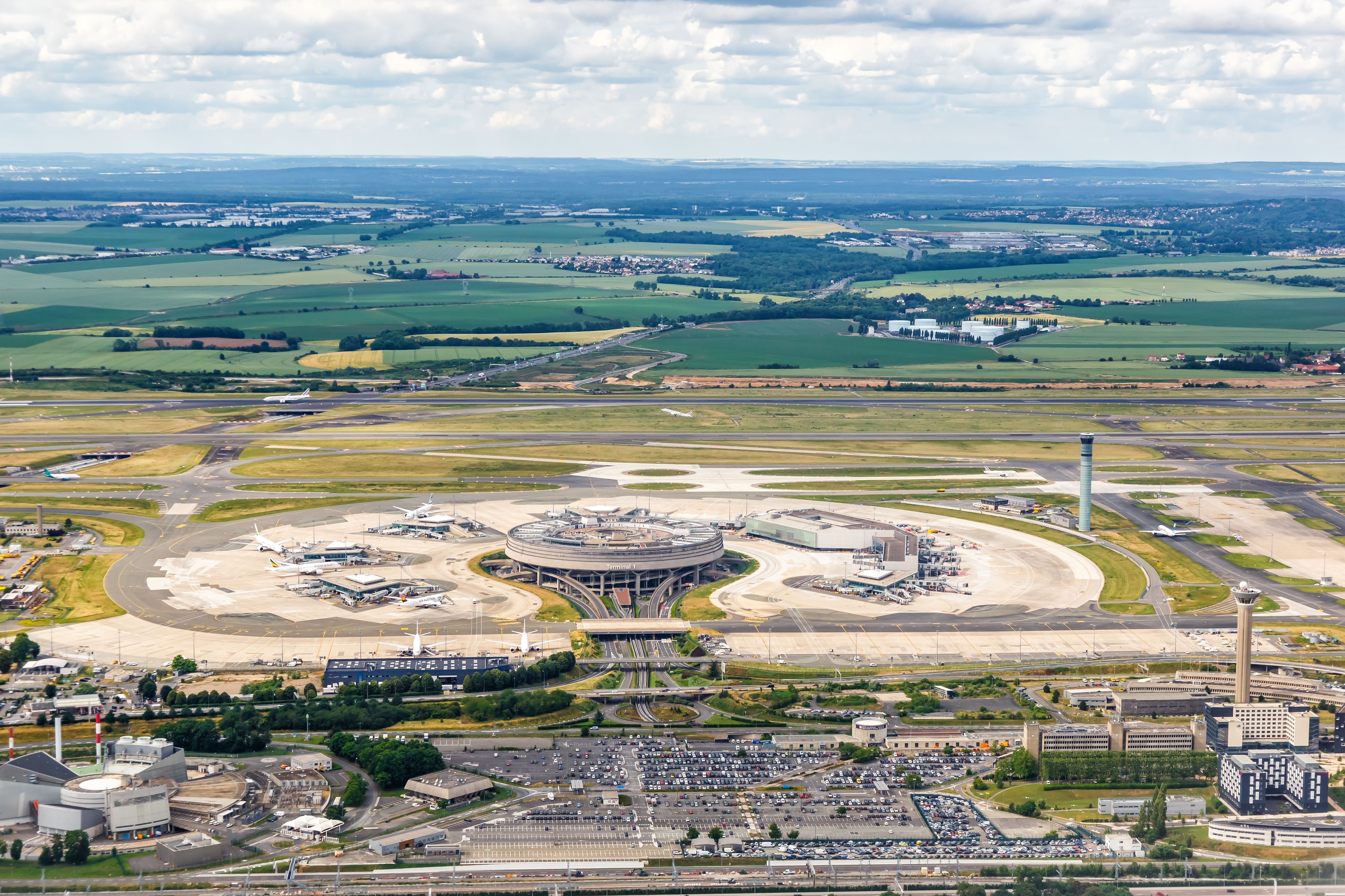 An Aerial View of Paris CDG Airport Terminal 1.