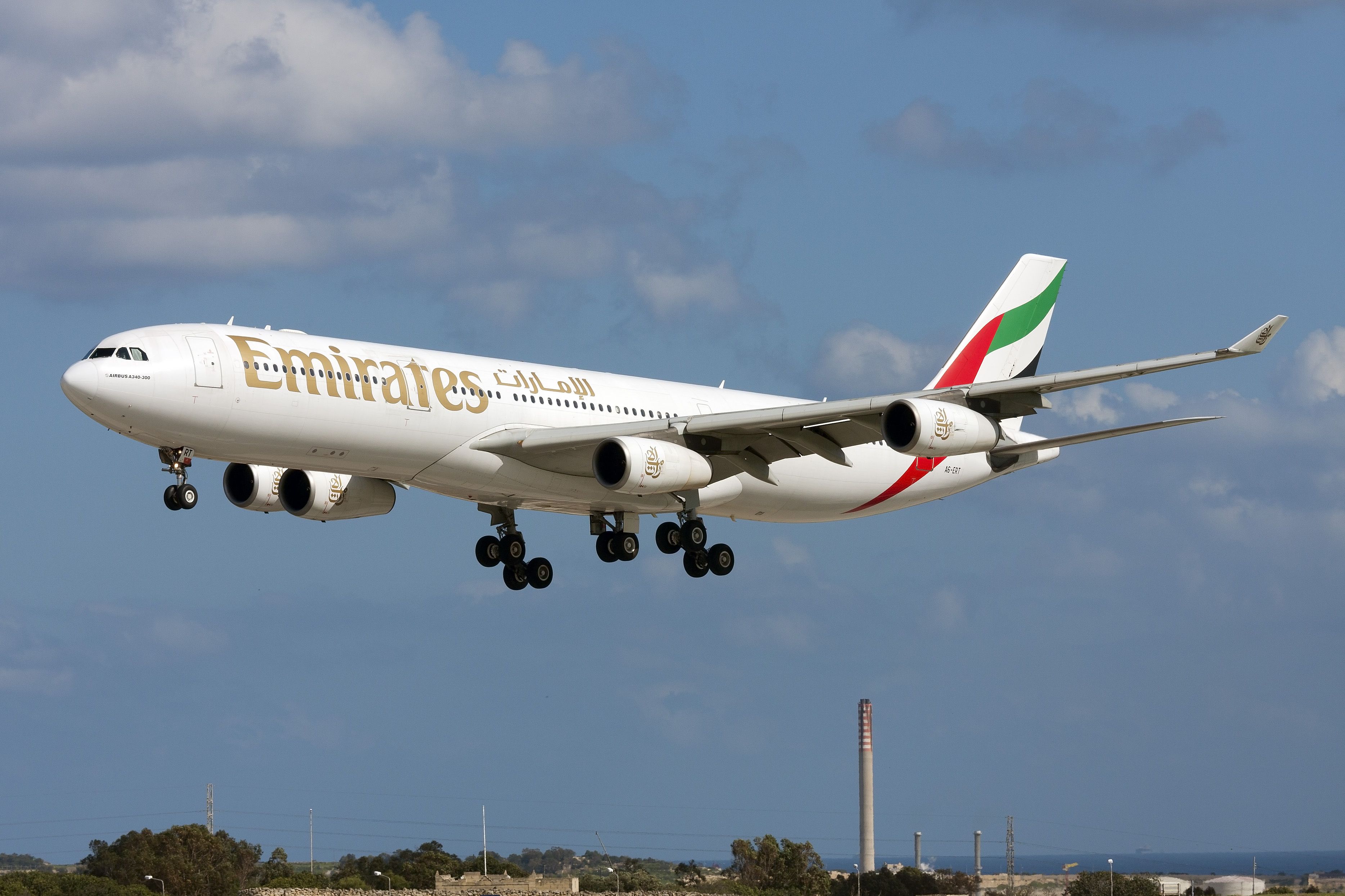 Emirates Airbus A340 Landing In Malta