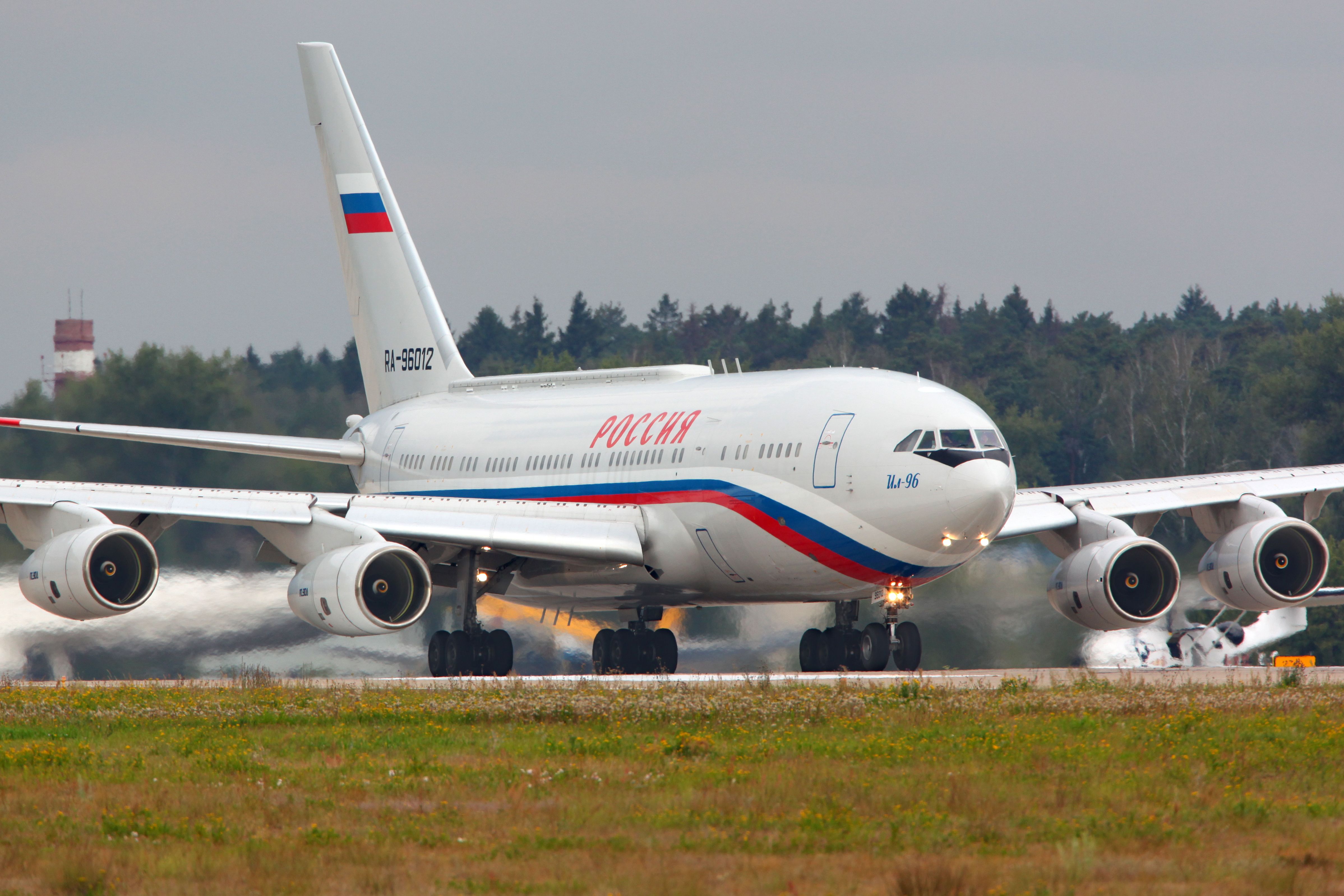 A Il-96-300PU rolling down the runway.