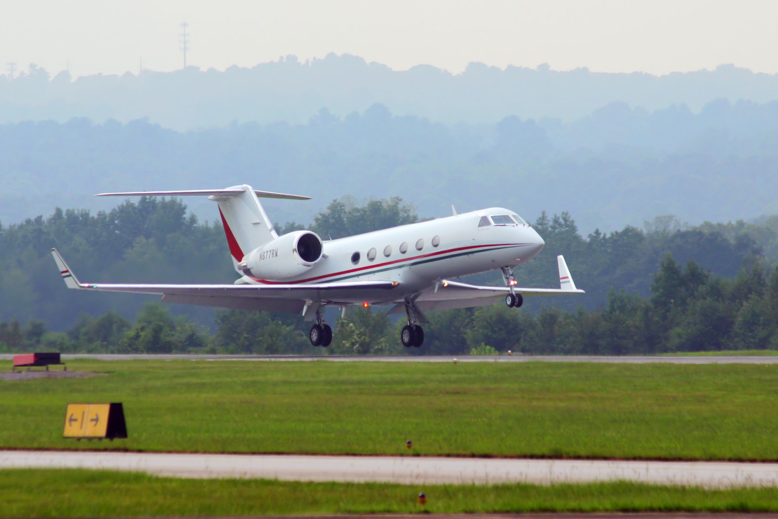 A Gulfstream IV taking off.