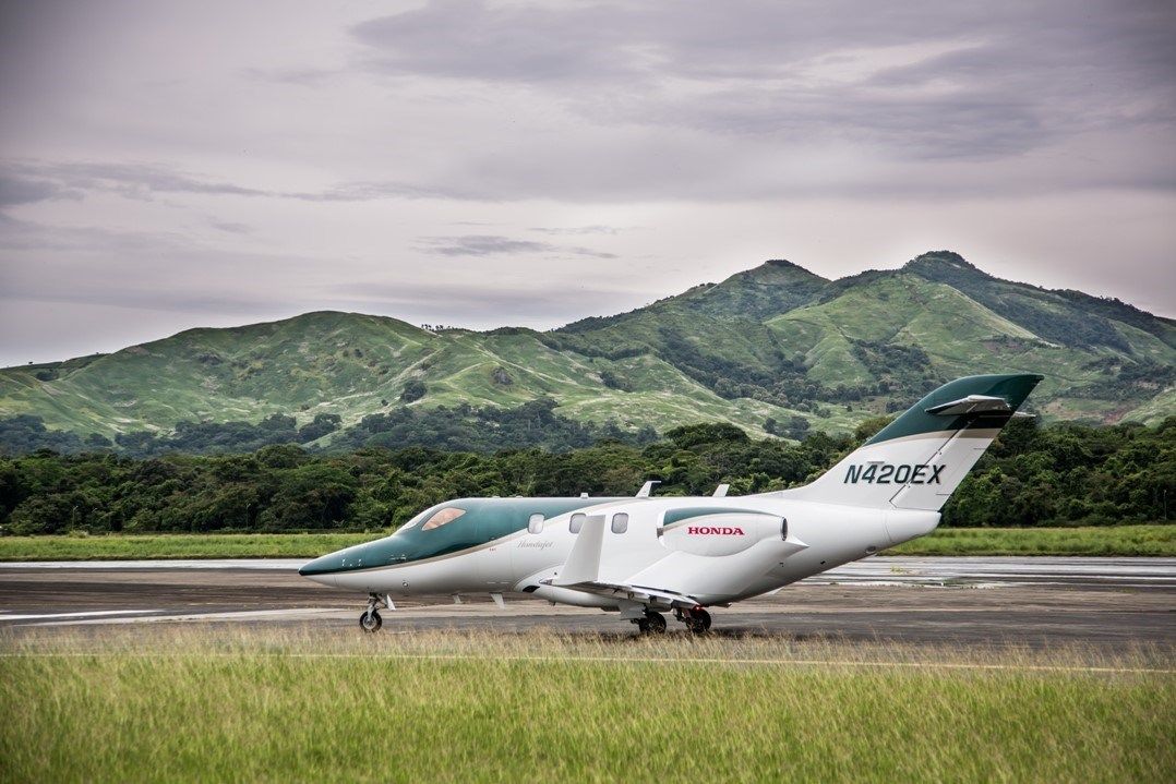 The Very Light Jet from HondaJet about to take off.