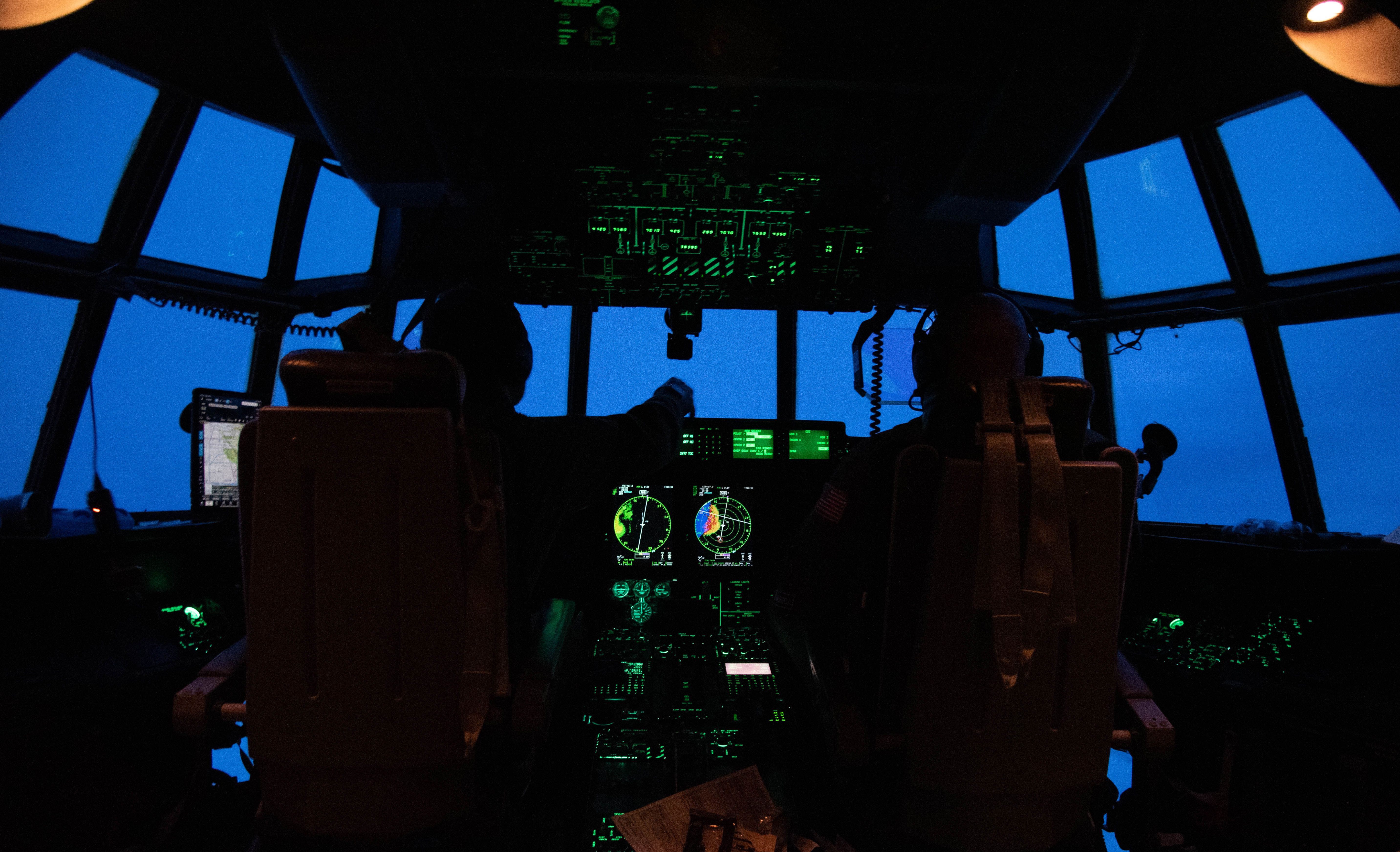 Inside the cockpit of a Hurricane Hunter aircraft 