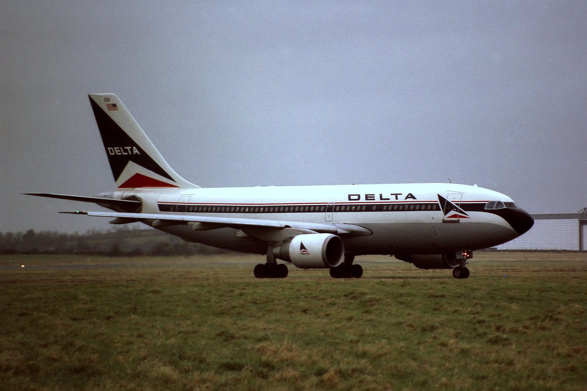 A Delta Air Lines Airbus A310 Taxiing At Shannon Airport.