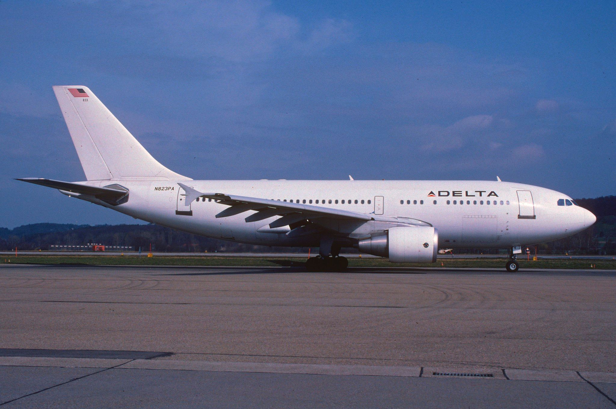 A Delta Air Lines Airbus A310 Taxiing At Zurich Airport.