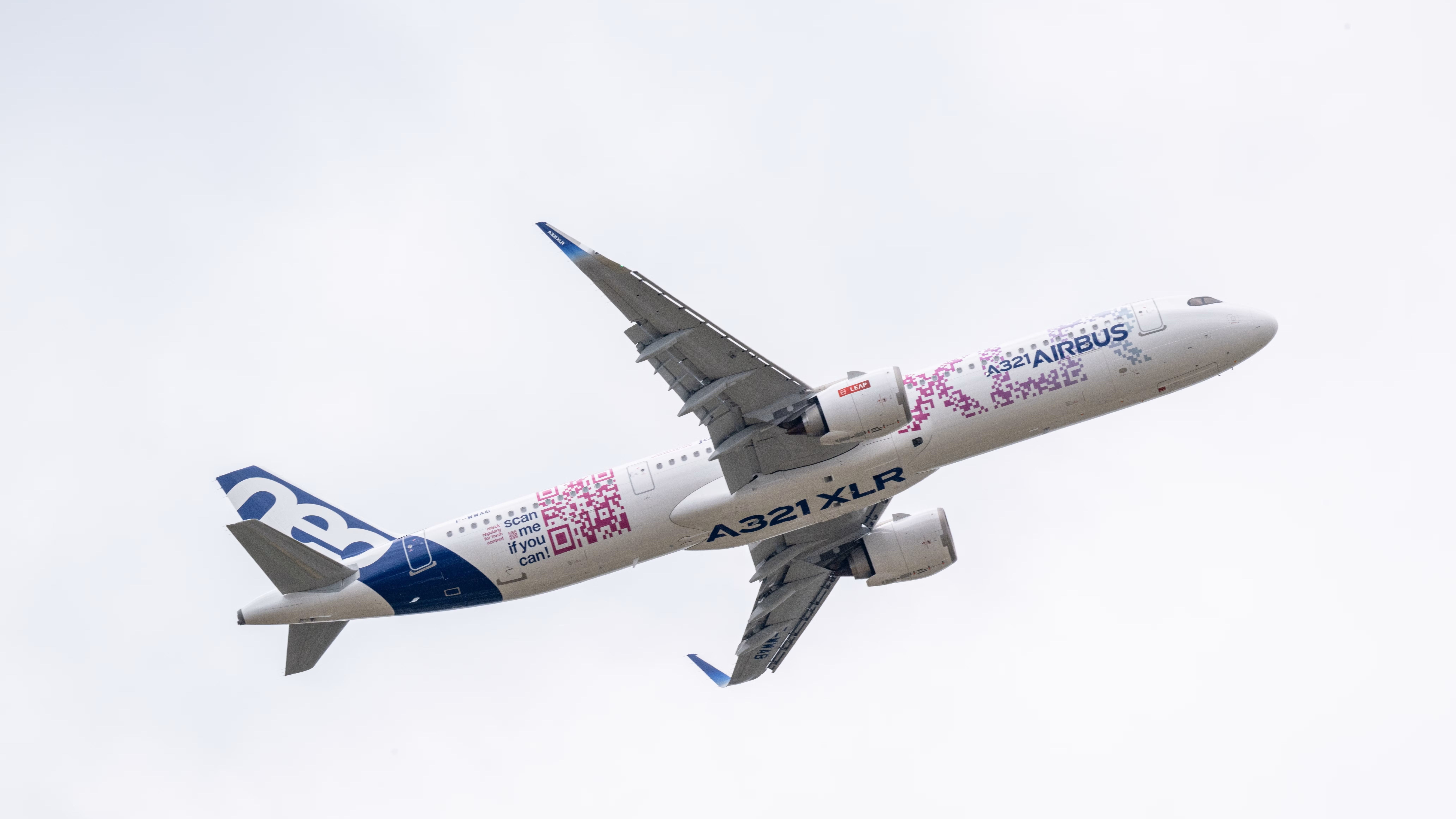 The Airbus A321XLR Flying Overhead During The Paris Air Show.