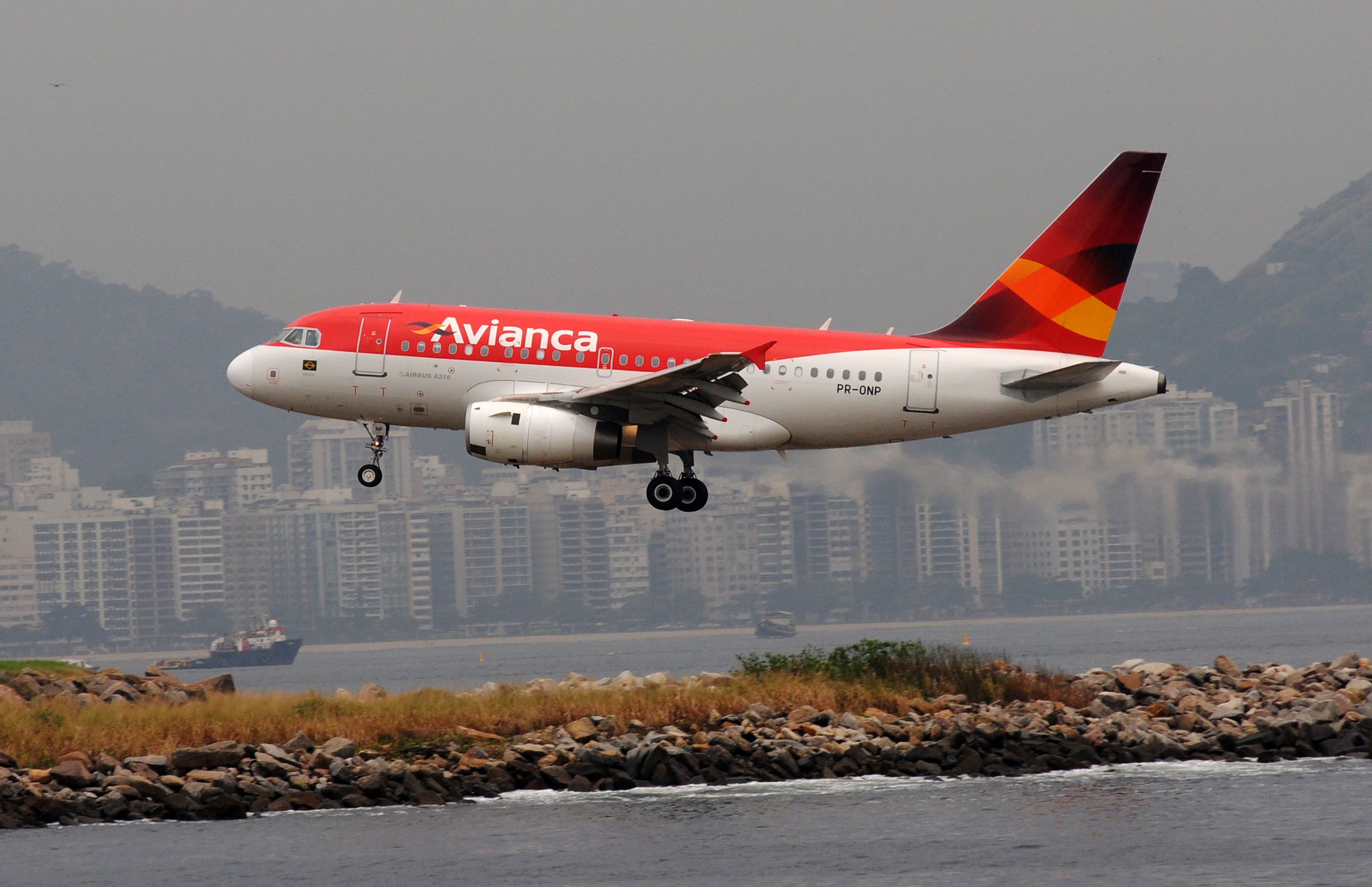 An Avianca Brasil aircraft about to land.
