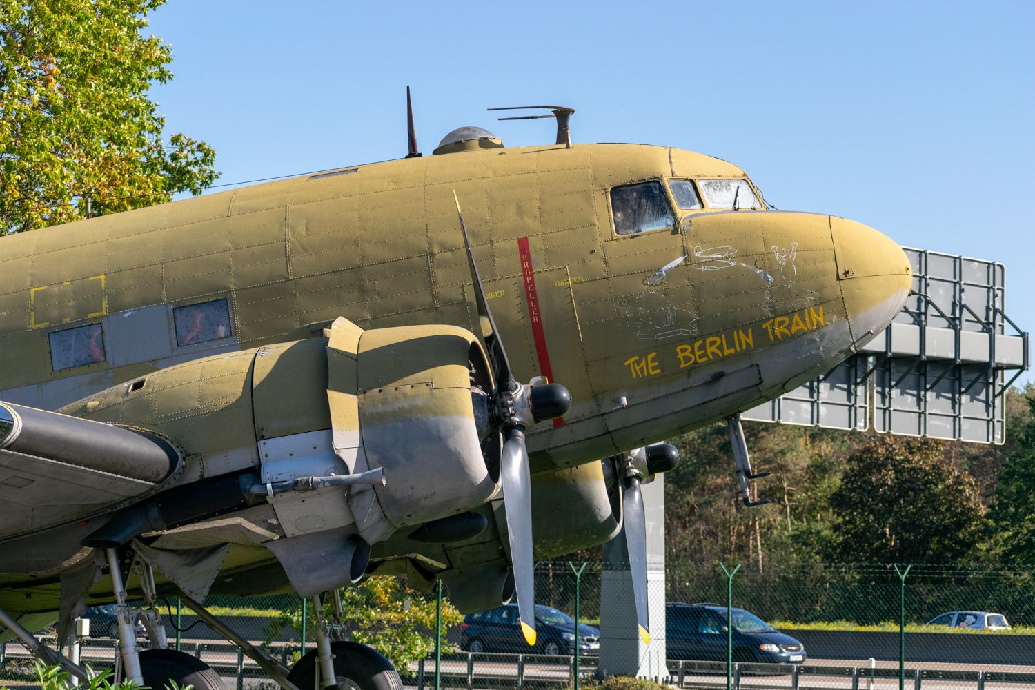 An old aircraft used in the Berlin Airlift on display.