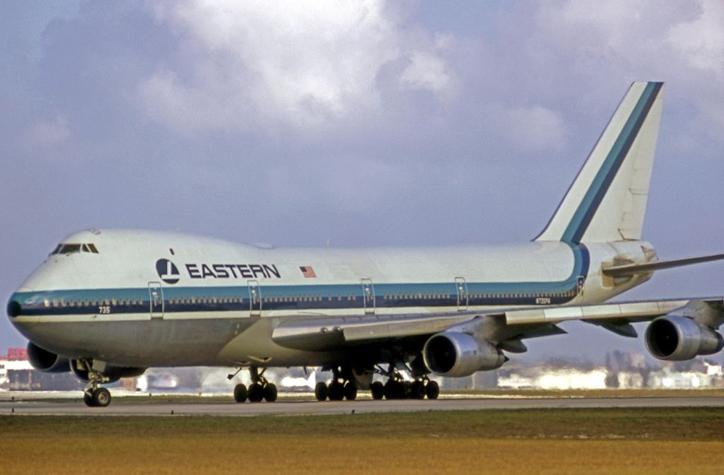 An  Eastern Airways Boeing 747 taxiing to the runway.. 