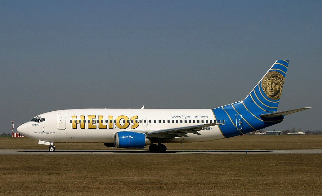 A Helios Boeing 737 on the taxiway.