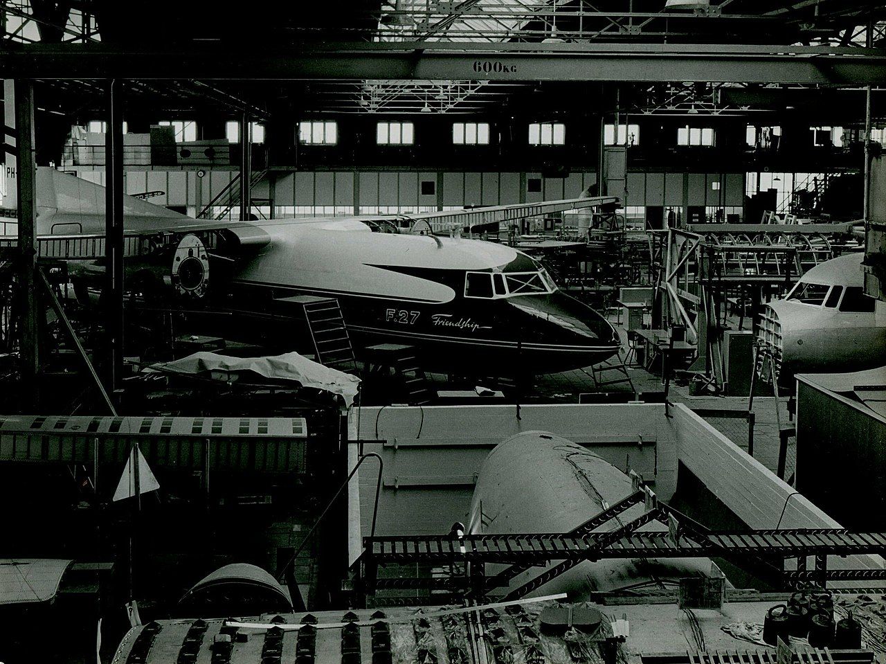 Multiple Fokker F27 In a Factory.