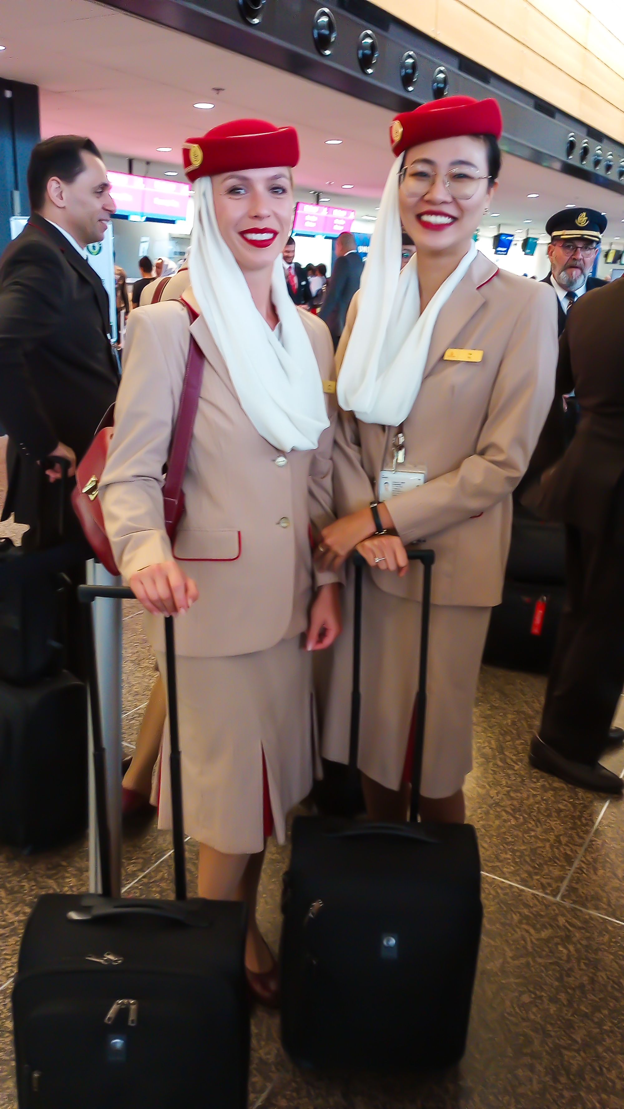 Two Emirates Lady Cabin Crew (Flight Attendants) at KSEA