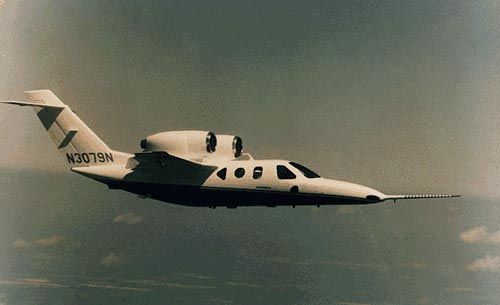 A Honda MH02 flying in the sky.