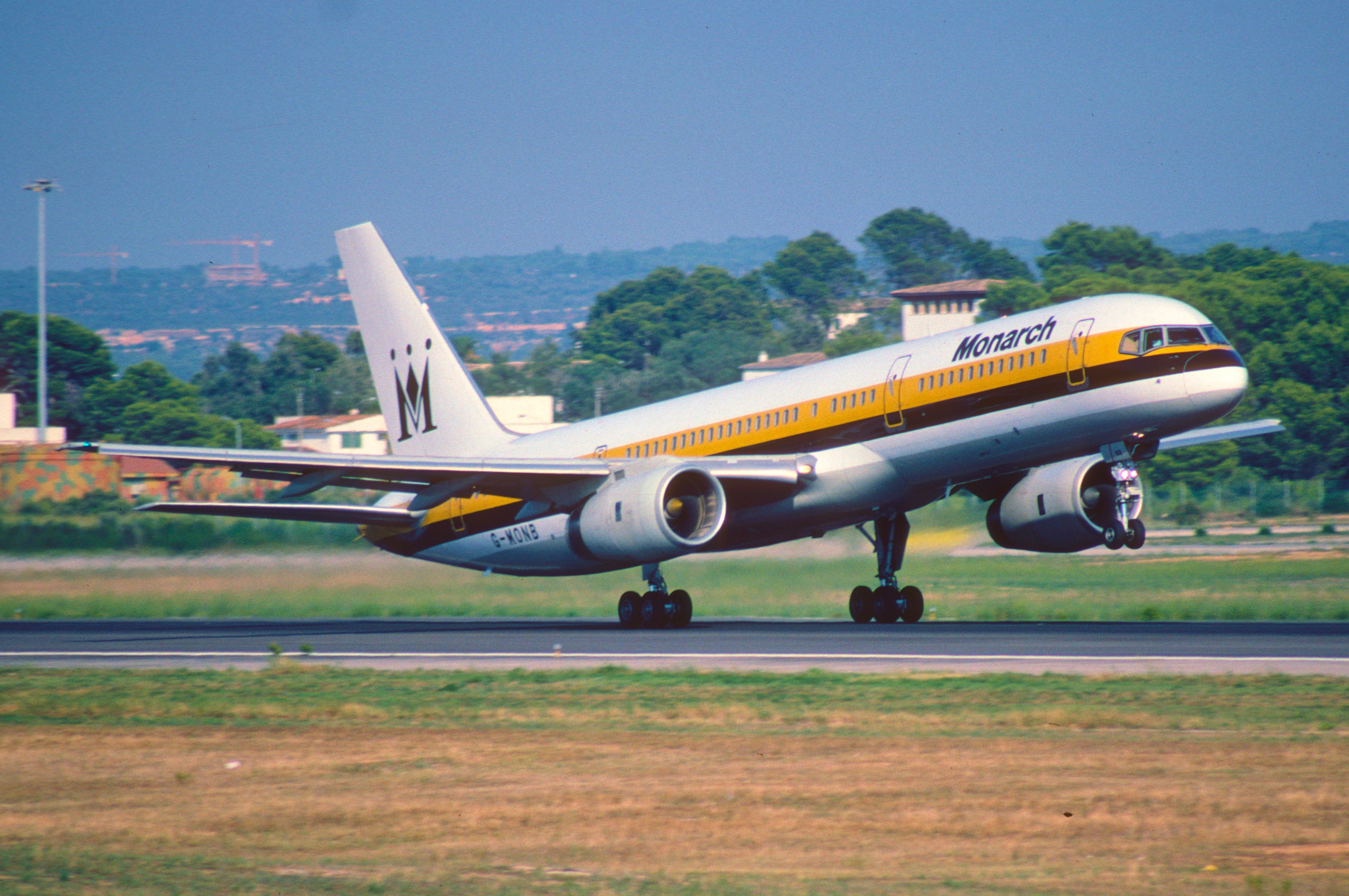 A Monarch Boeing 757 about to take off.