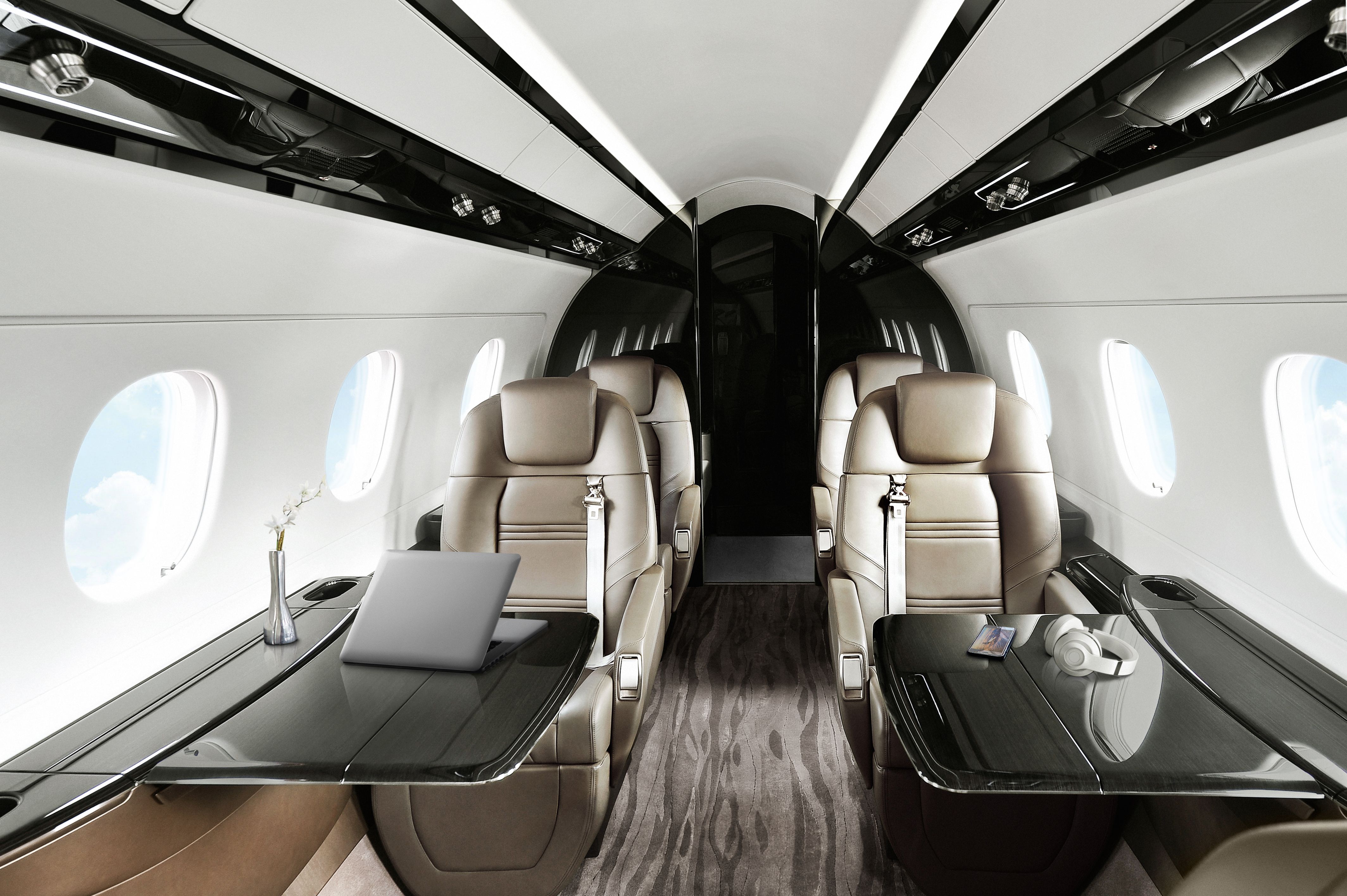 The main cabin area of an Embraer Praetor 500.