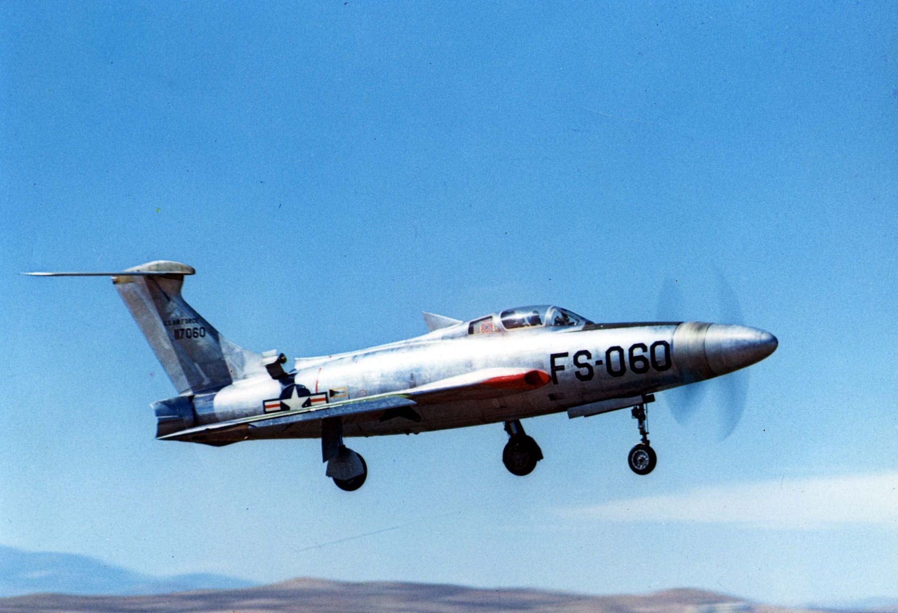 A Republic XF-84H in flight.