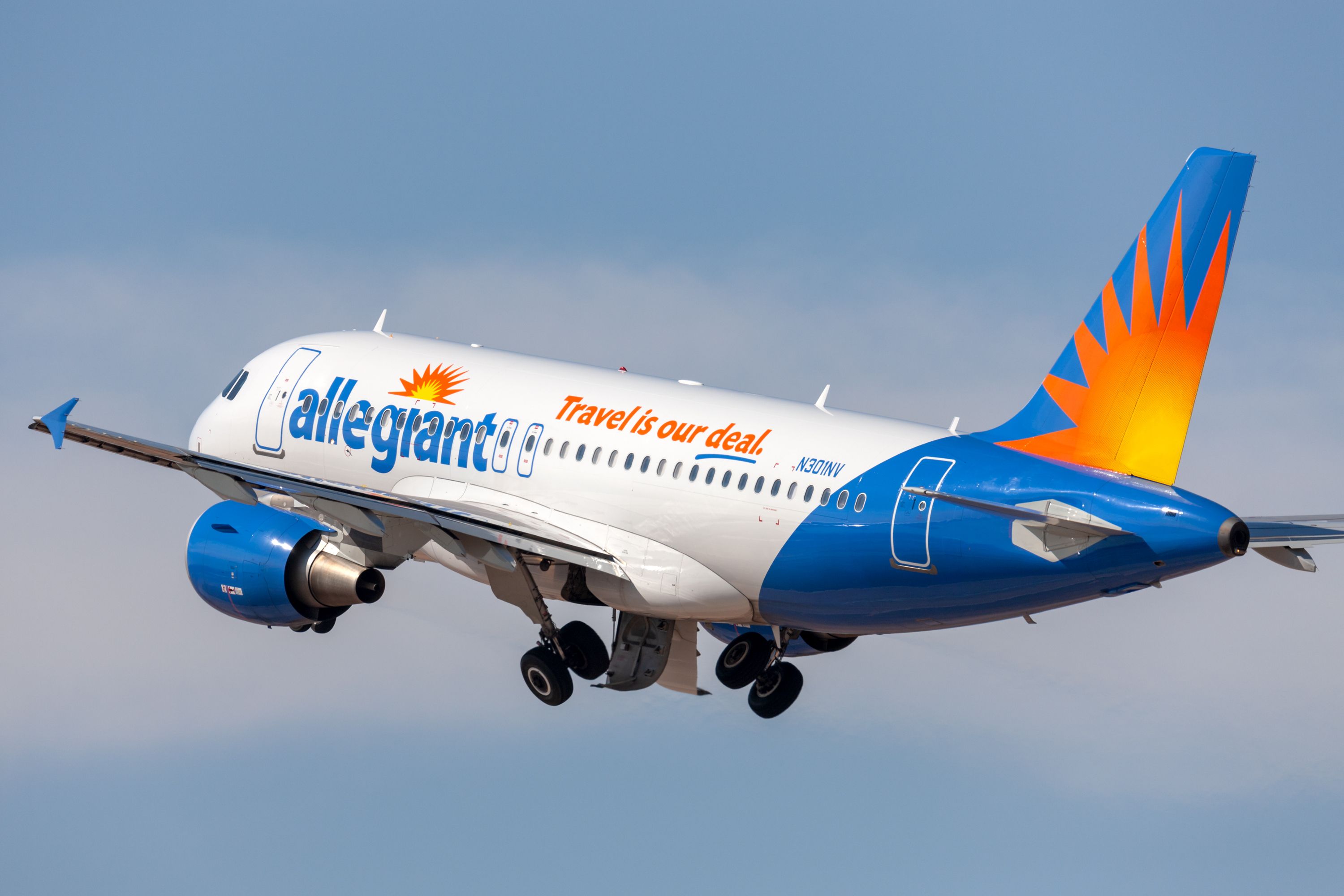 Allegiant aircraft just after takeoff.