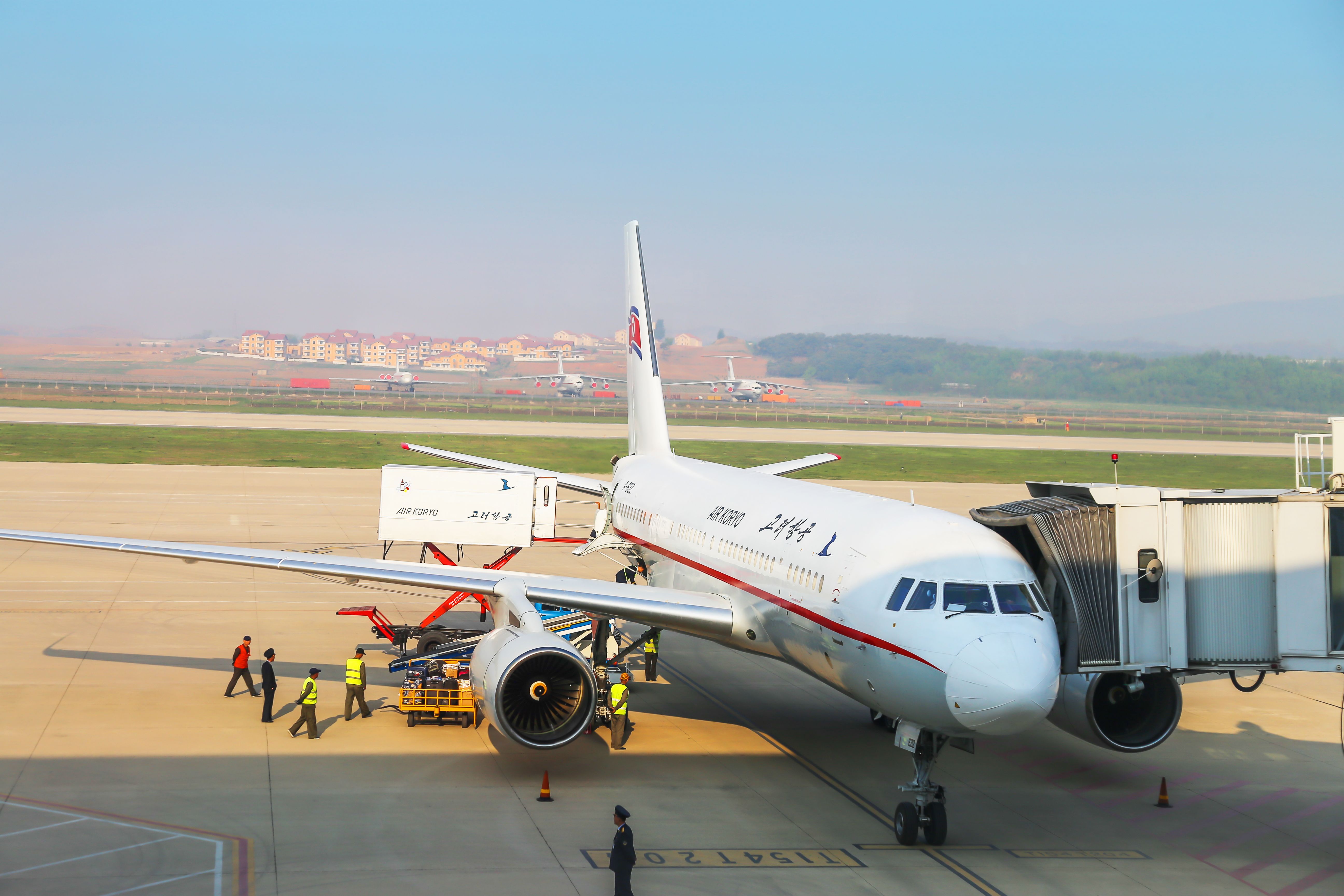Air Koryo Tupolev Tu-204 at the gate at Pyongyang International Airport