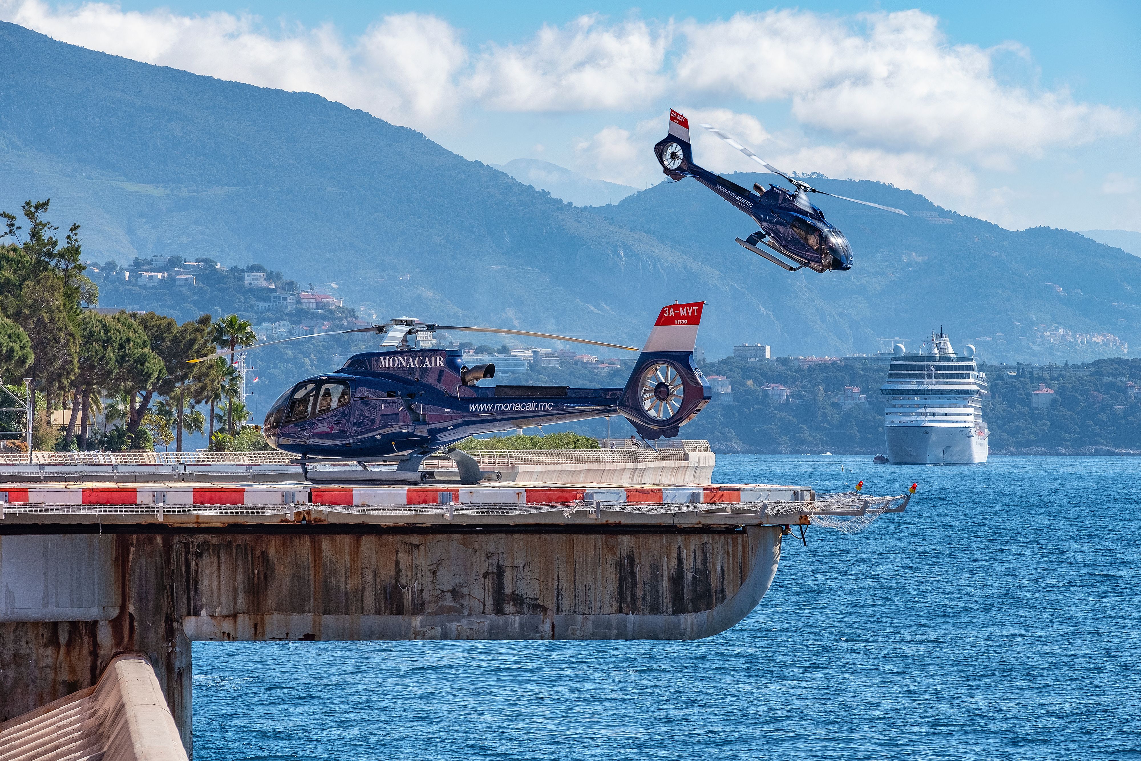 Monacair helicopter at Monaco heliport