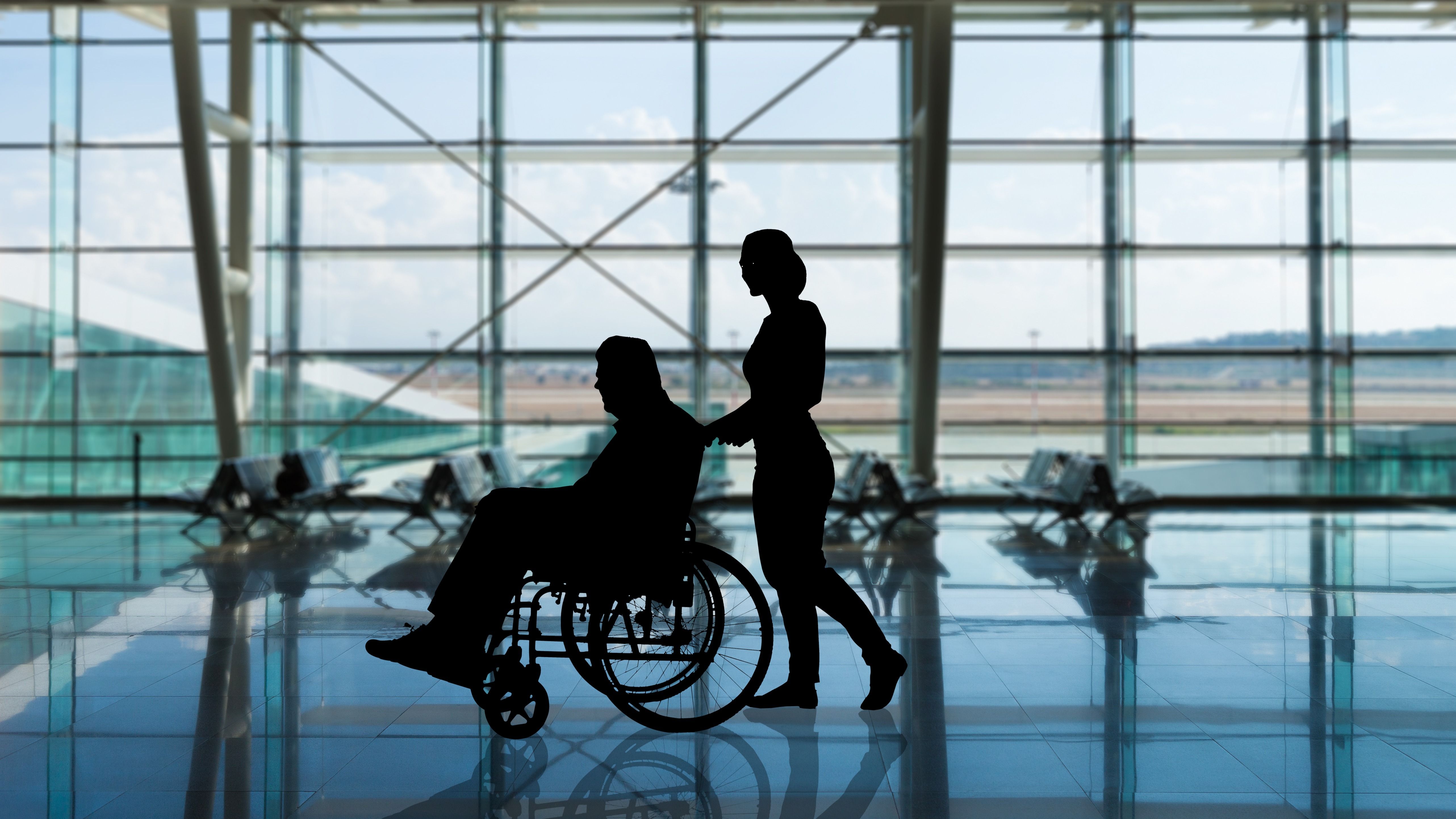 Passenger in a wheelchair at an airport