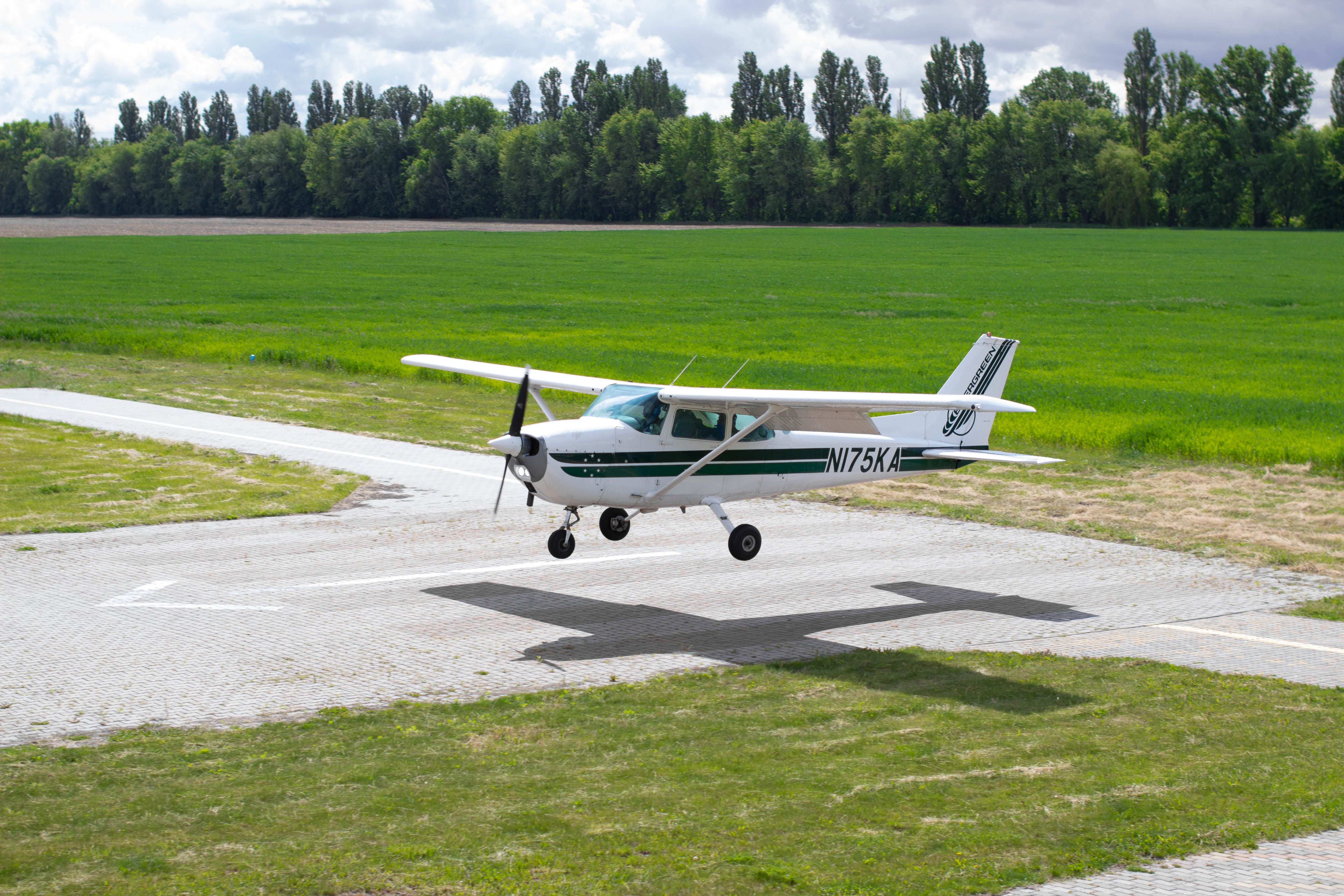 A Cessna 172 about to land.