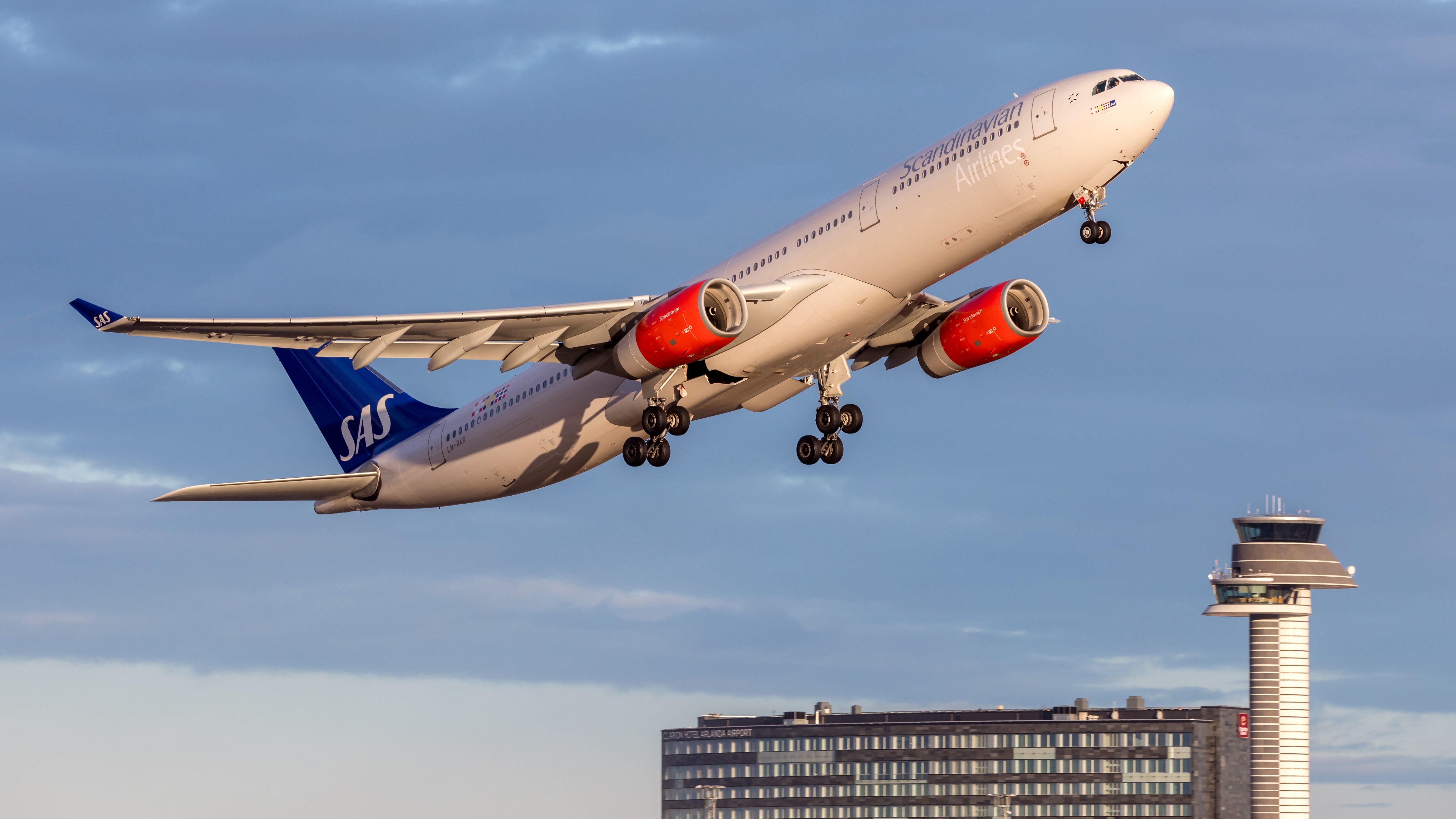 An SAS Airbus A330 Departing From Stockholm.