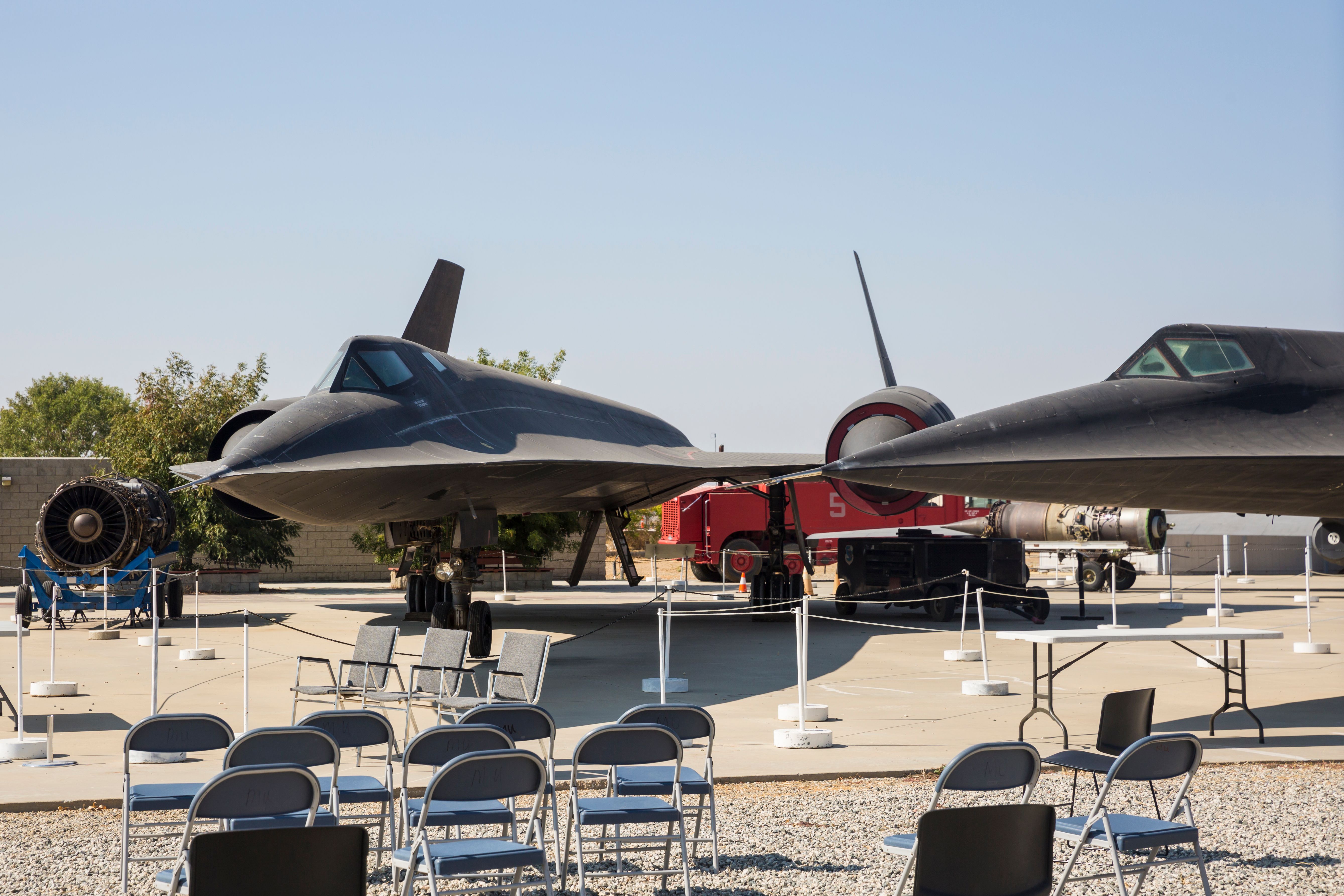 A Lockheed SR-71 Blackbird on display in Palmdale, California.