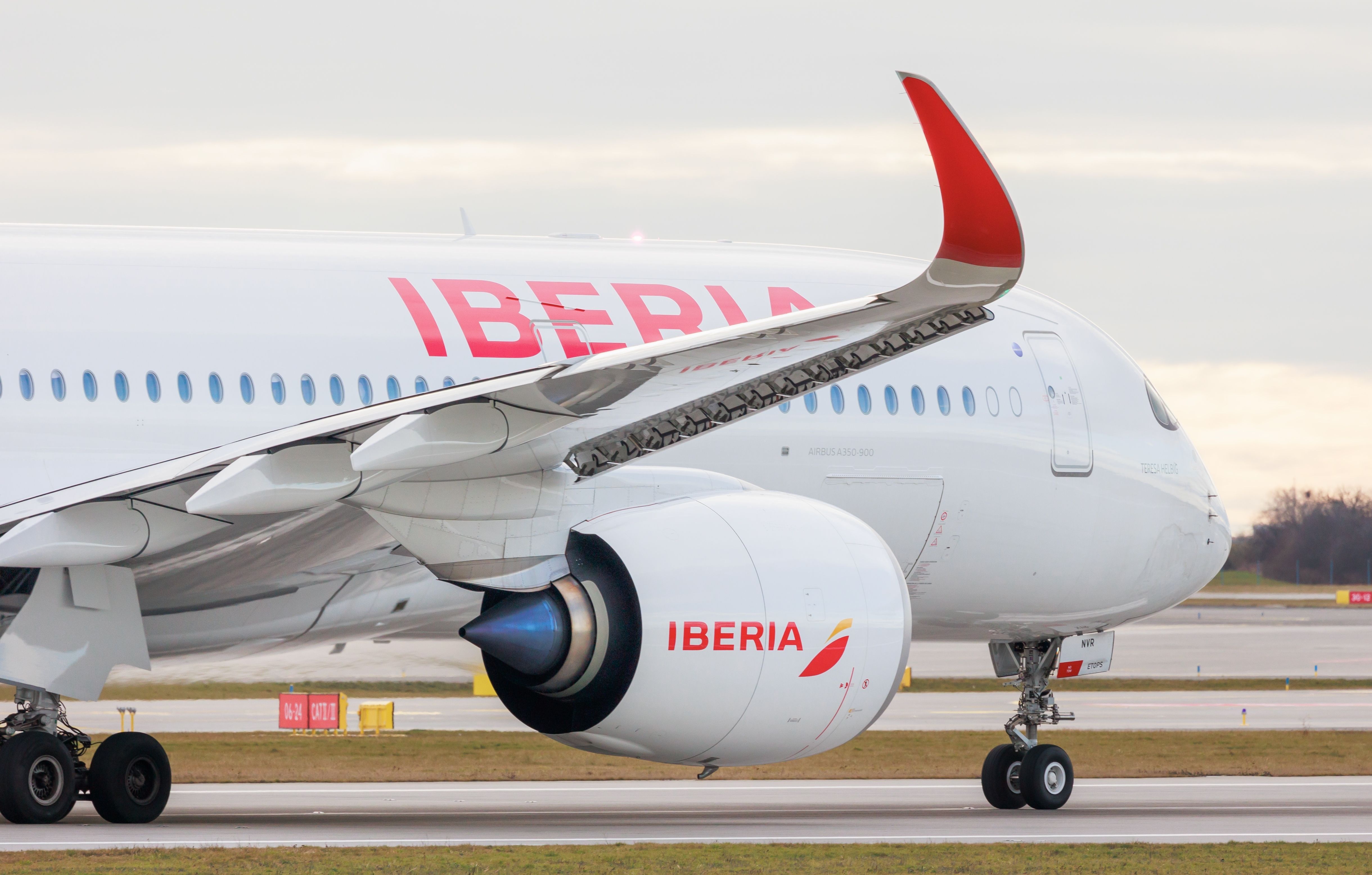 Iberia Airbus A350-941 at Vaclav Havel Airport Prague.