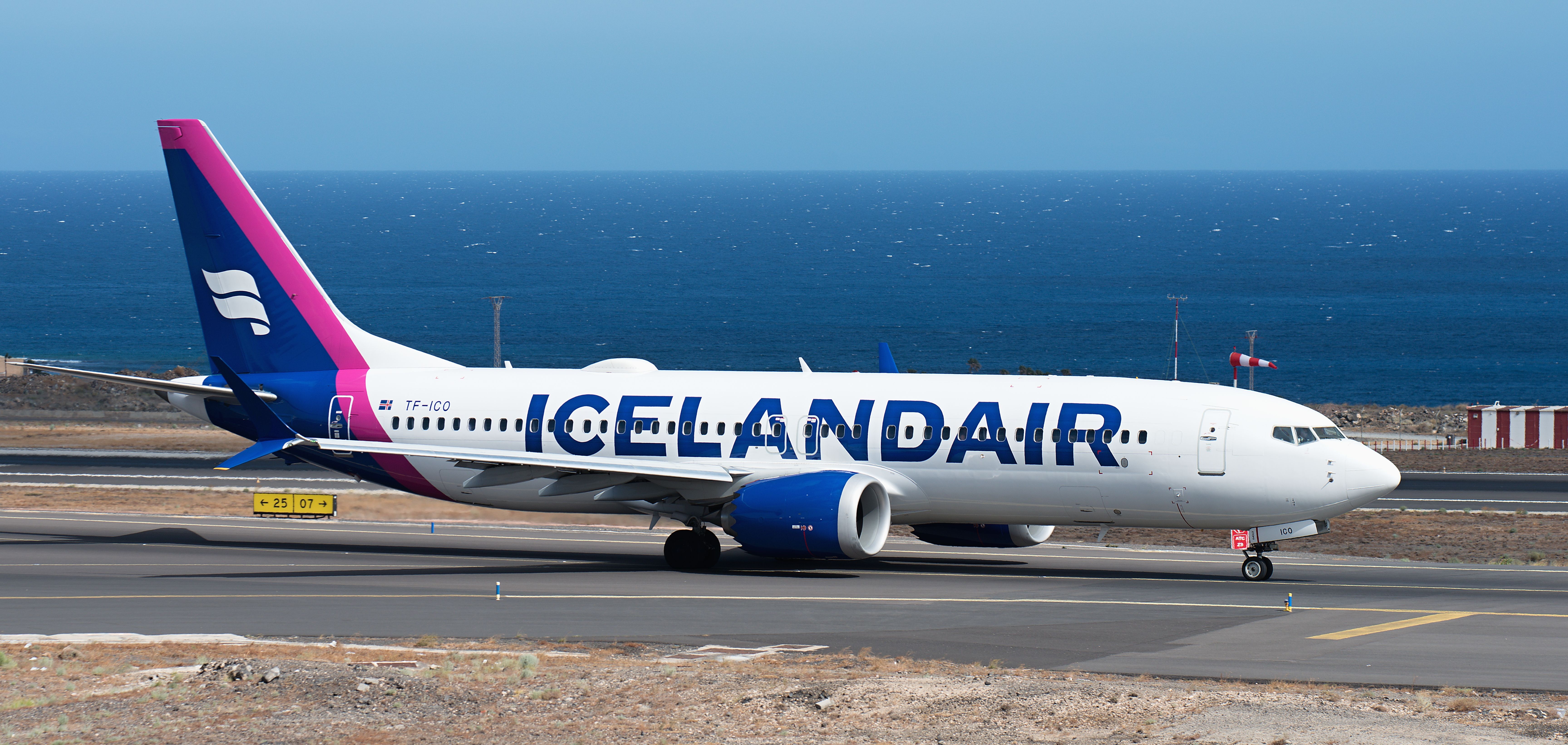 An Icelandair Boeing 737 MAX Taxiing In Tenerife.