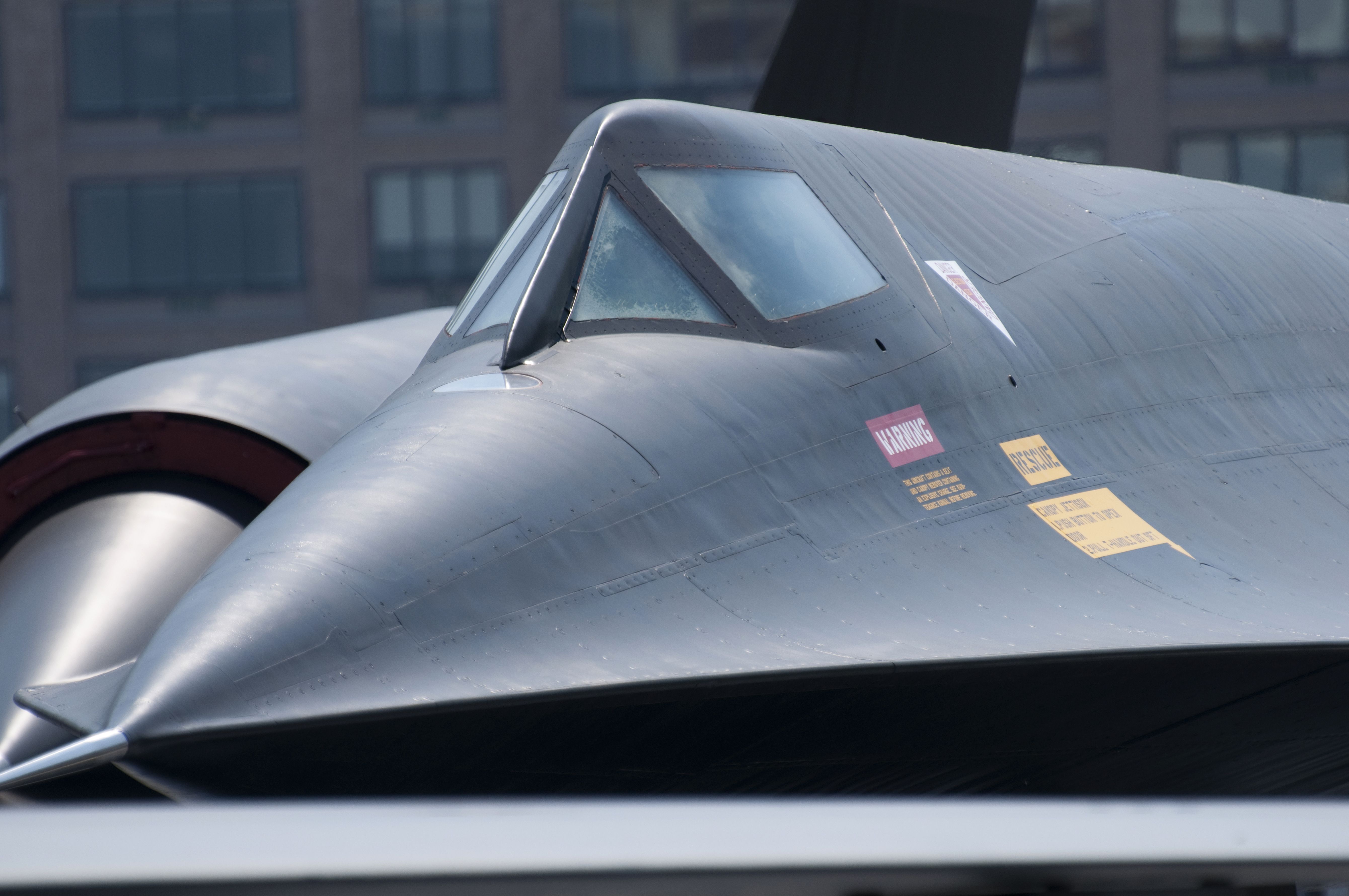A closeup of a Lockheed SR-71 Blackbird cockpit.