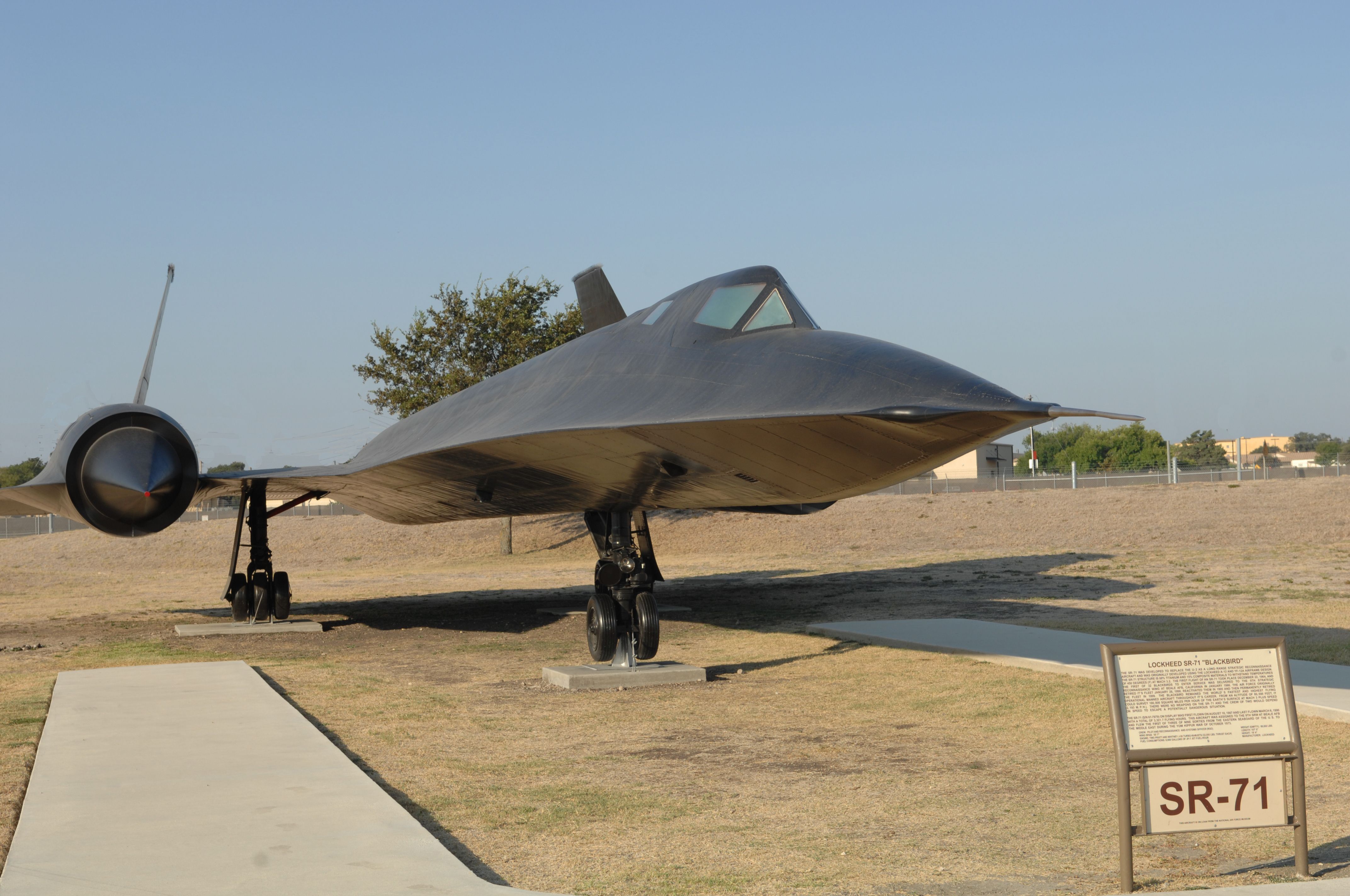 A Lockheed SR-71 Blackbird on display in Texas.