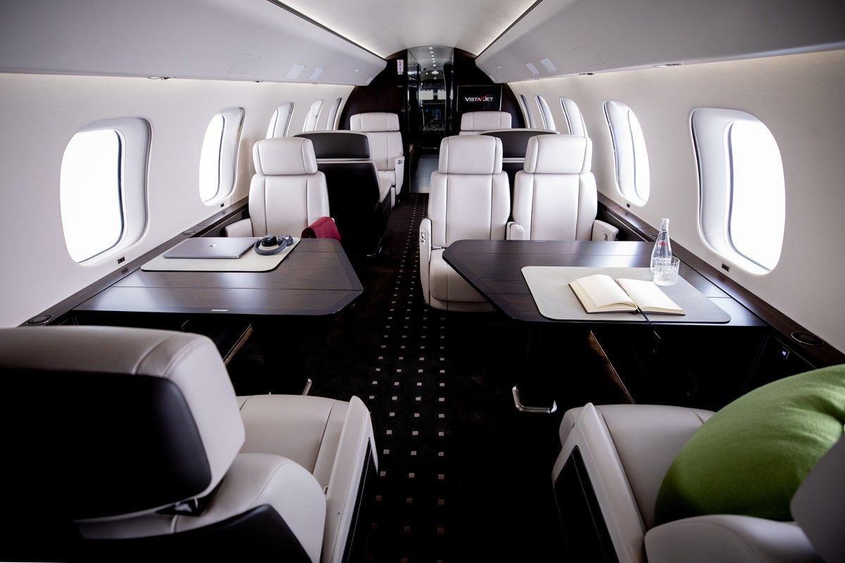 在Vistajet Bombardier全球7500機艙內。