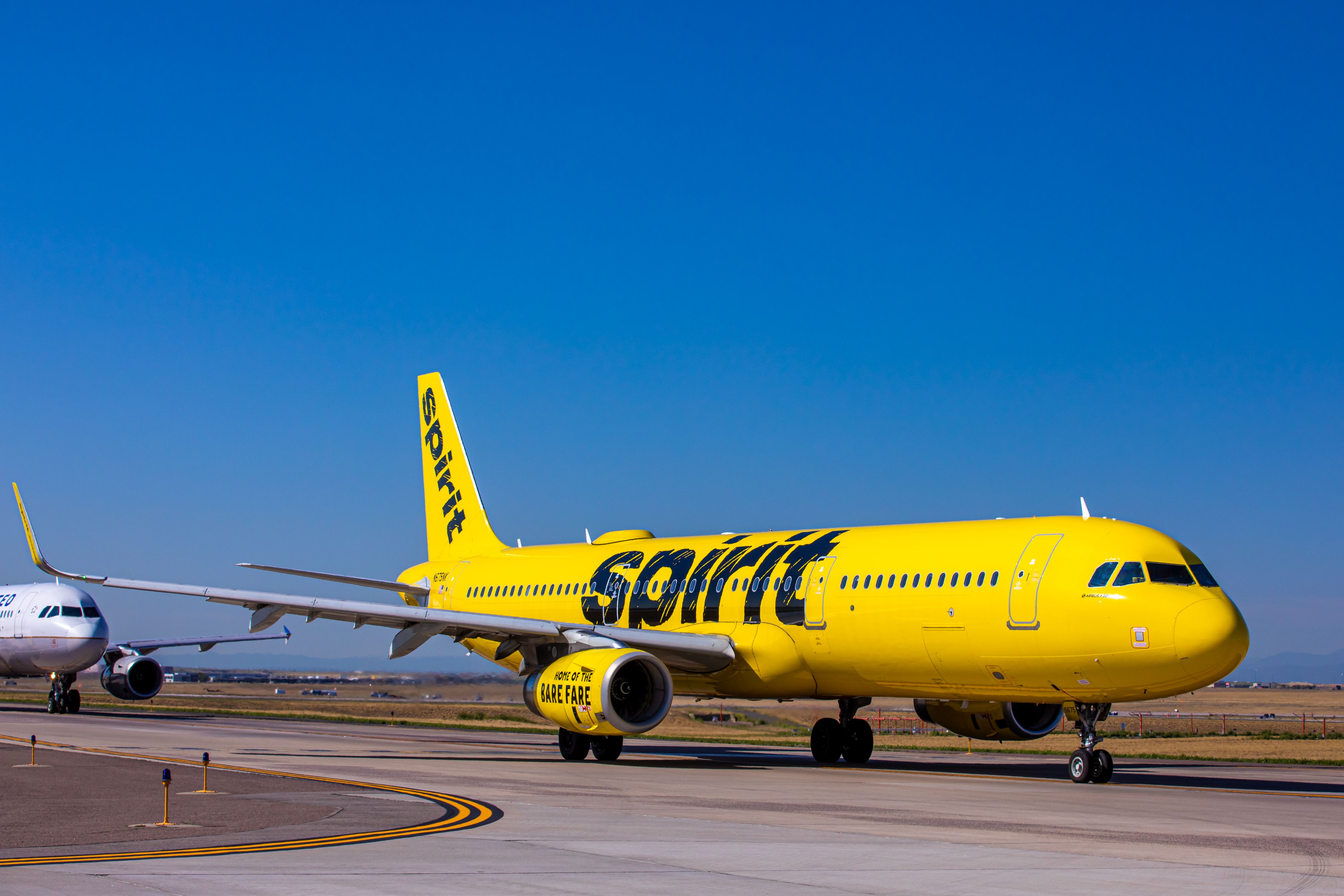 A Spirit Airlines Airbus A321 Taxiing In Denver.