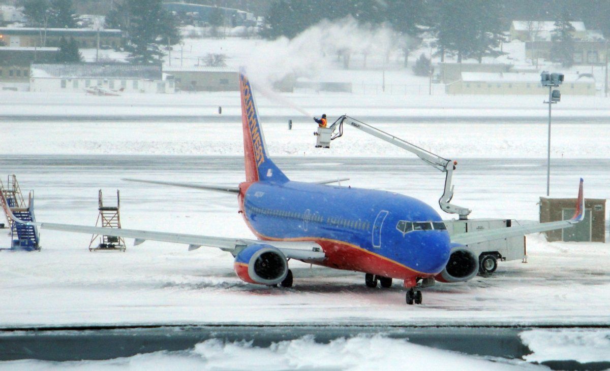 A Southwest Boeing 737 being deiced.