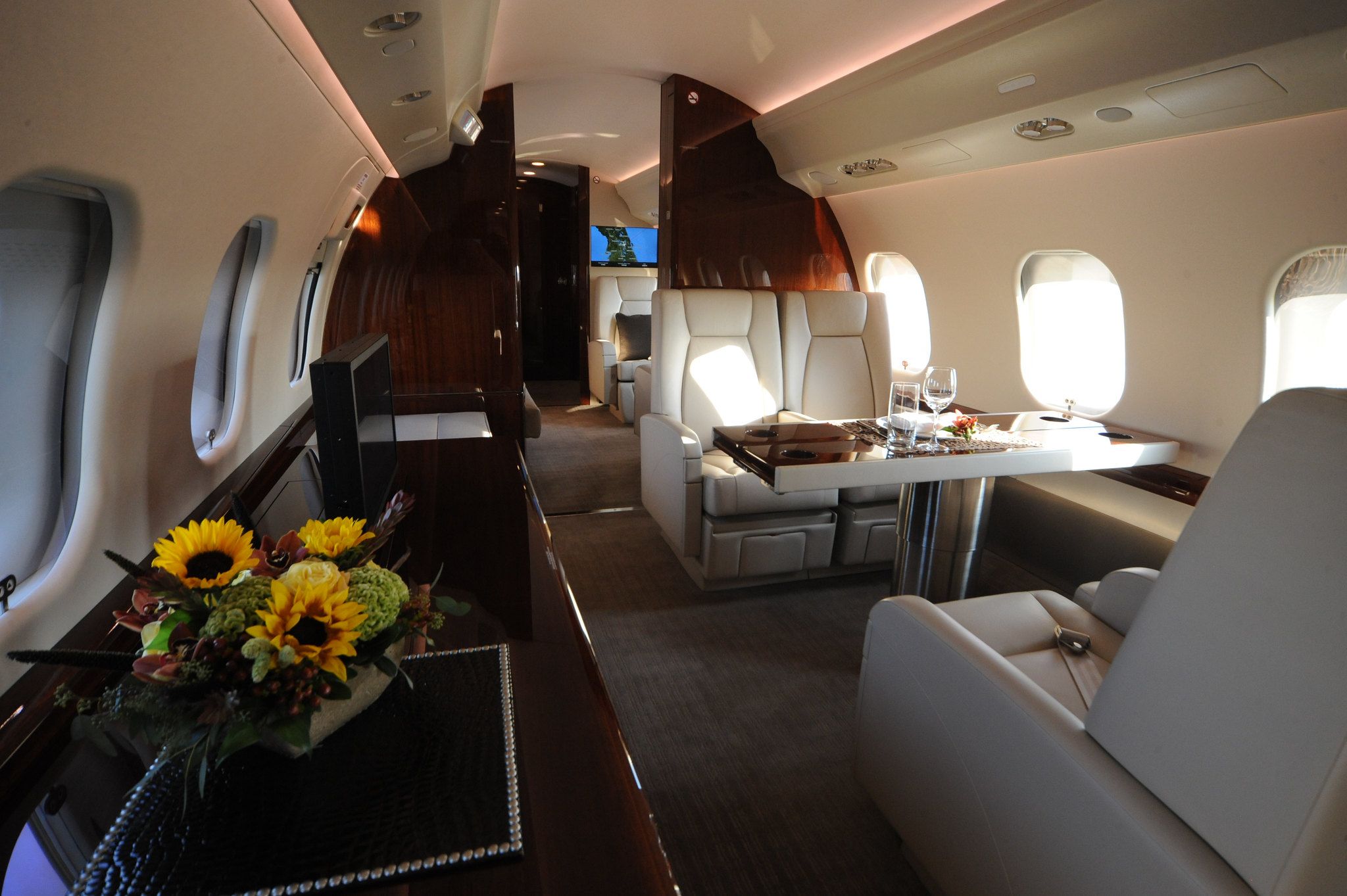 Onboard a Bombardier Global 6000 aircraft.