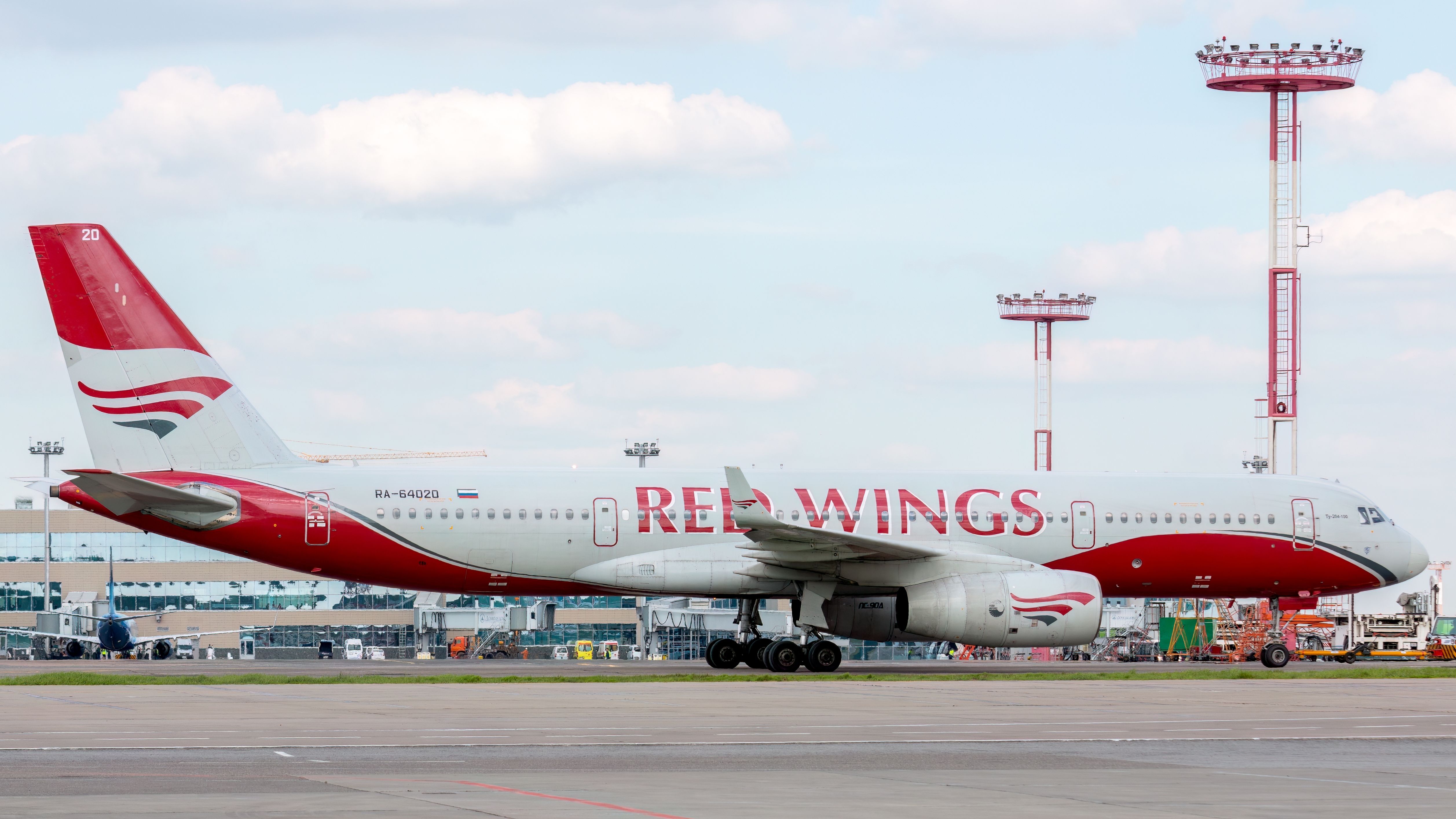 A Red Wings Tupolev Tu-204 parked at Domodedovo International Airport 