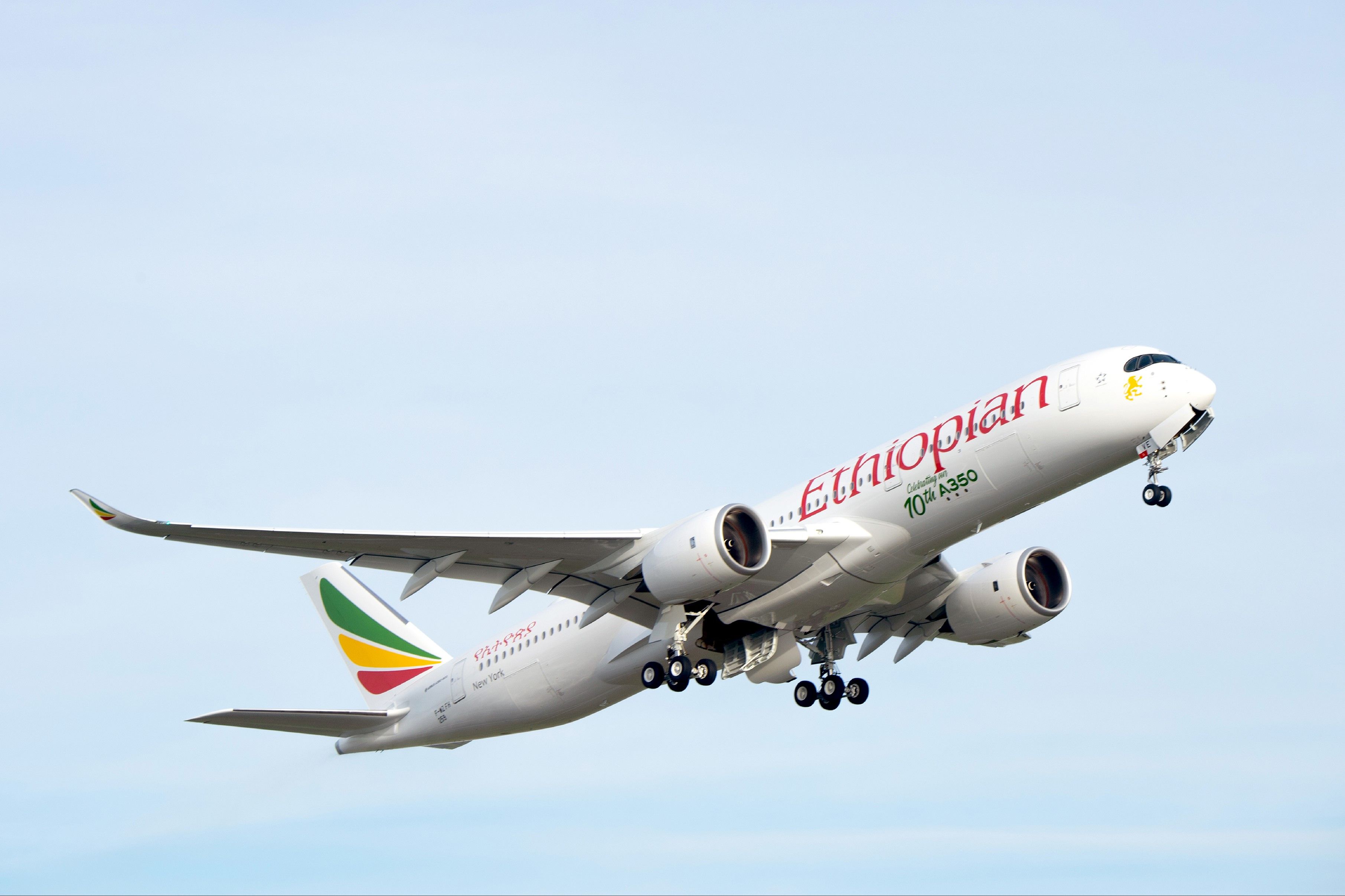 An Ethiopian Airlines Airbus A350-900 Taking Off.
